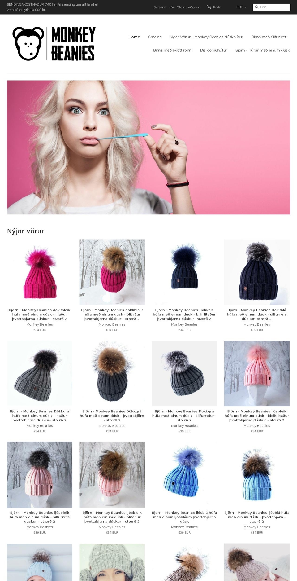 monkeybeanies.com — Shopify storefront screenshot