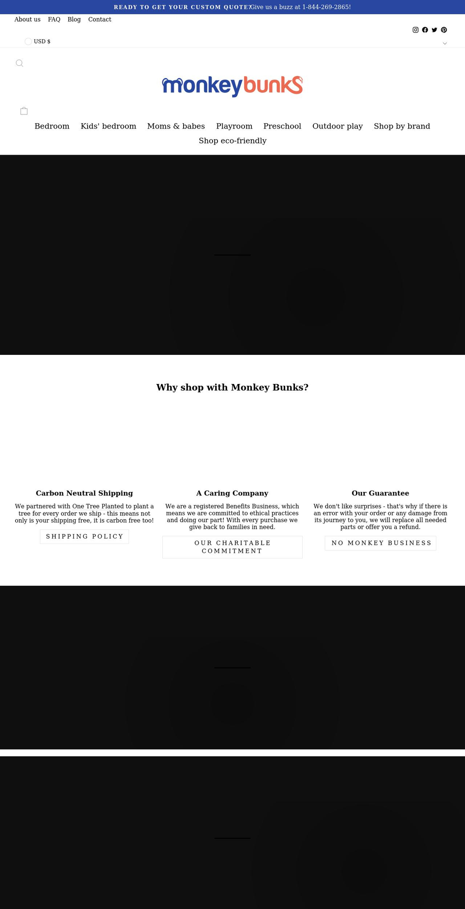 monkeybunks.com shopify website screenshot