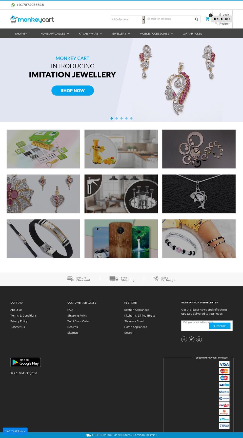 monkeycart.com — Shopify storefront screenshot