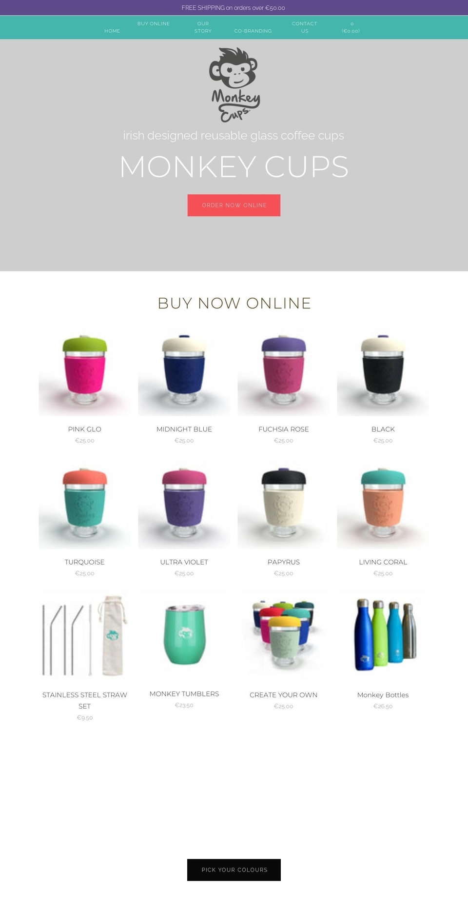 monkeycups.ie shopify website screenshot