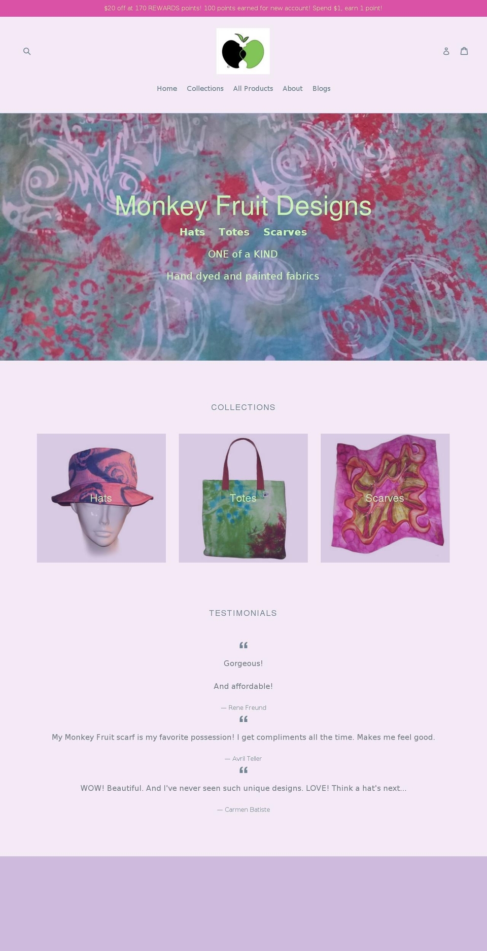 monkeyfruitdesigns.com — Shopify storefront screenshot