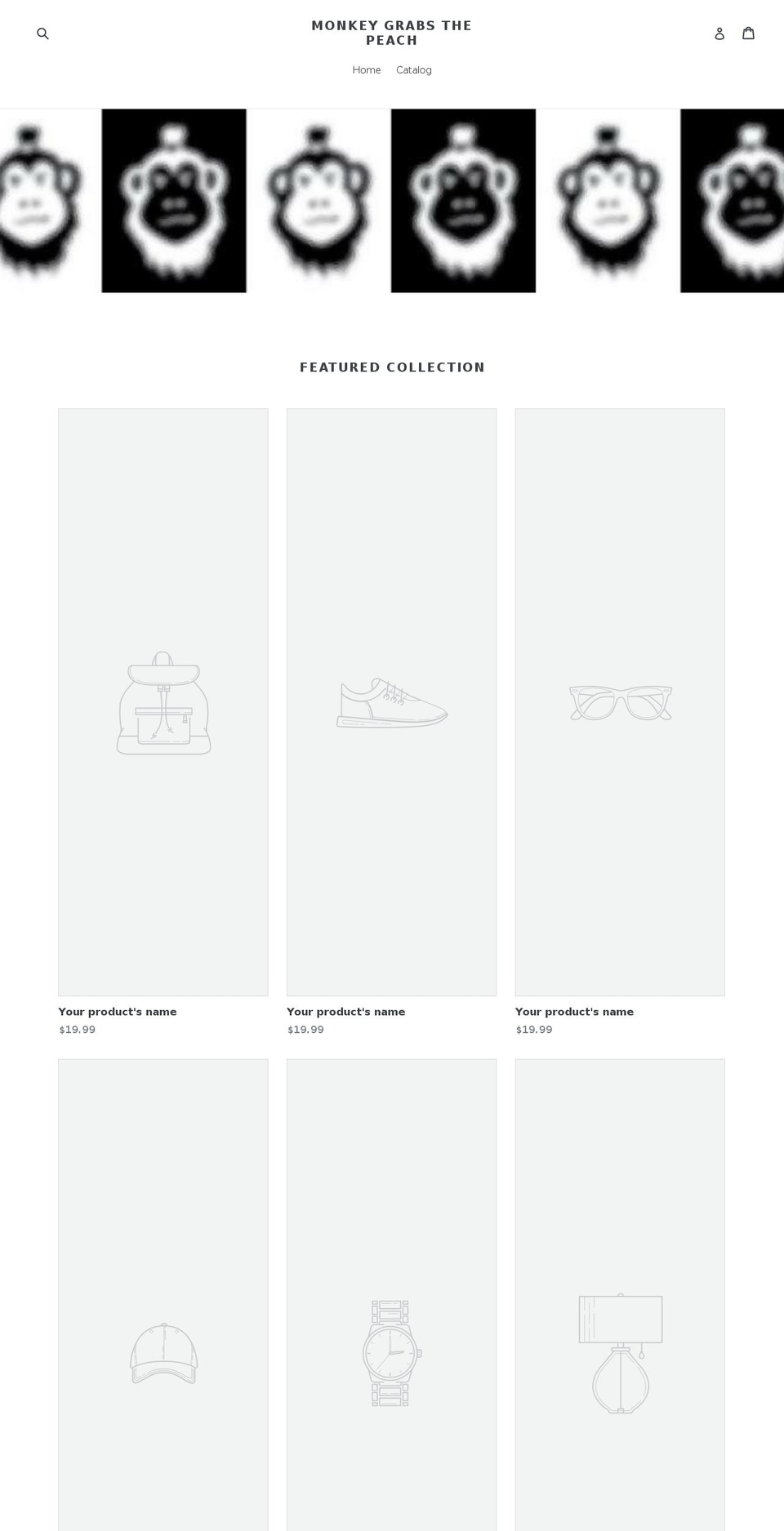 monkeygrabsthepeach.net shopify website screenshot