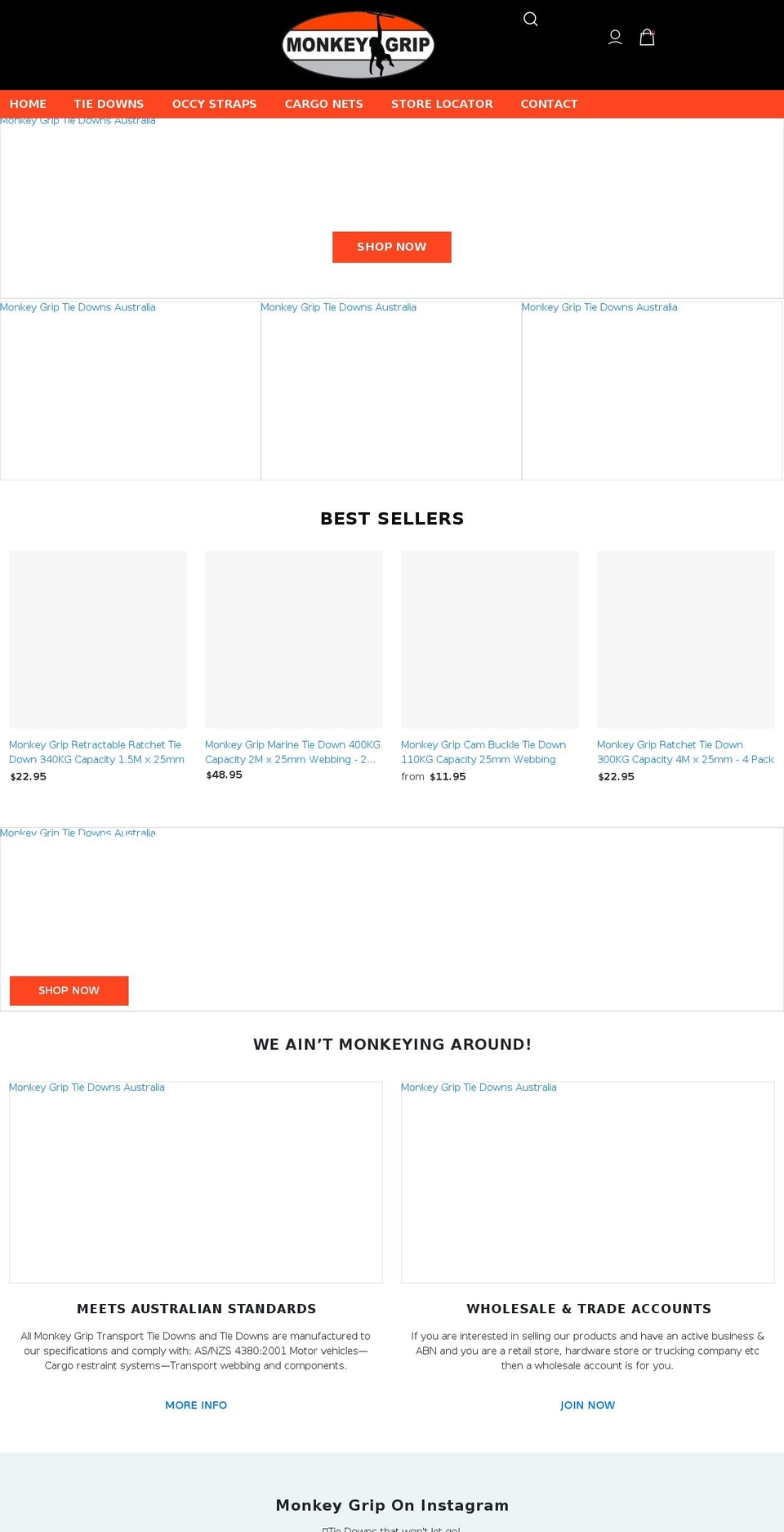 monkeygrip.com.au shopify website screenshot