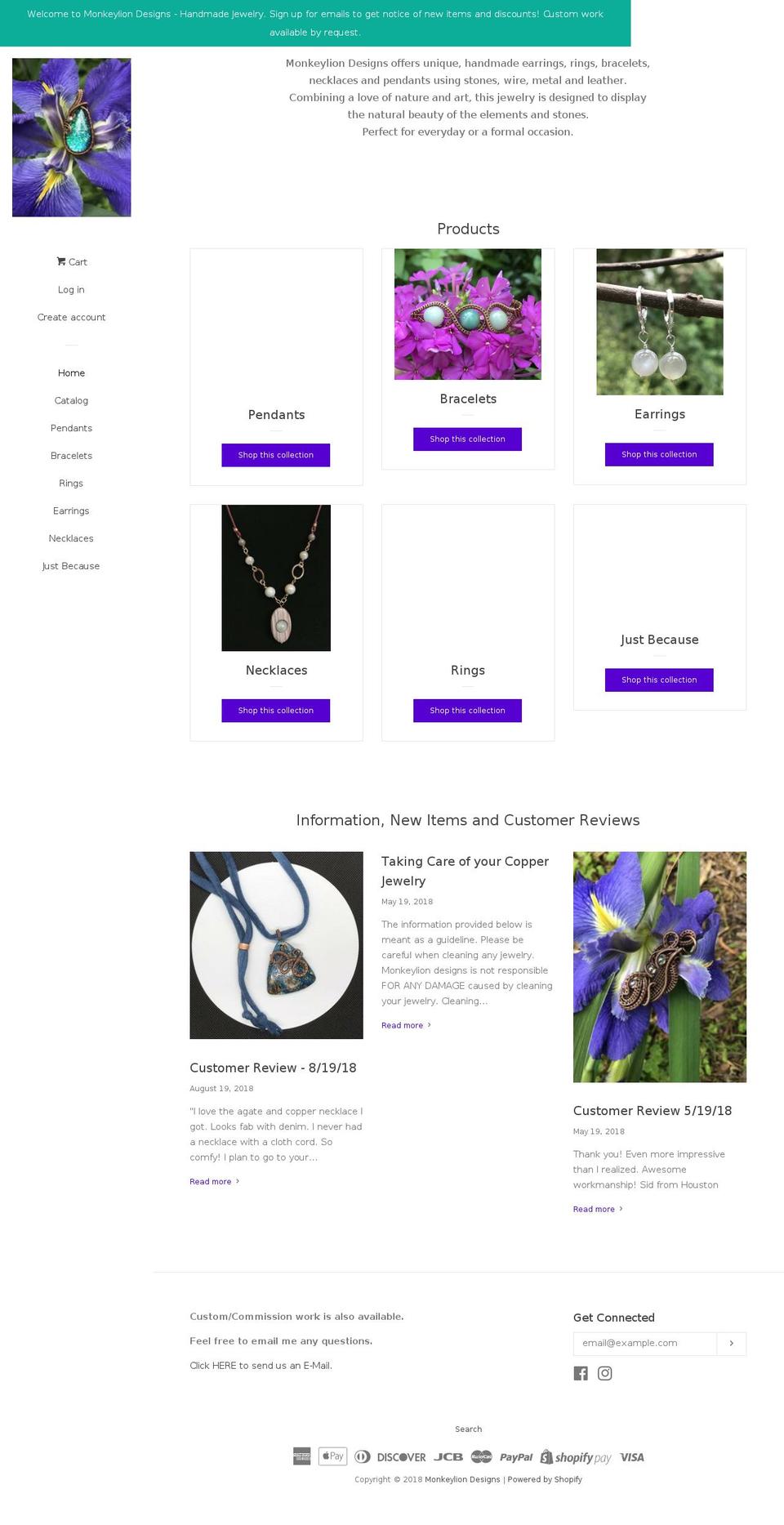 monkeyliondesigns.com — Shopify storefront screenshot