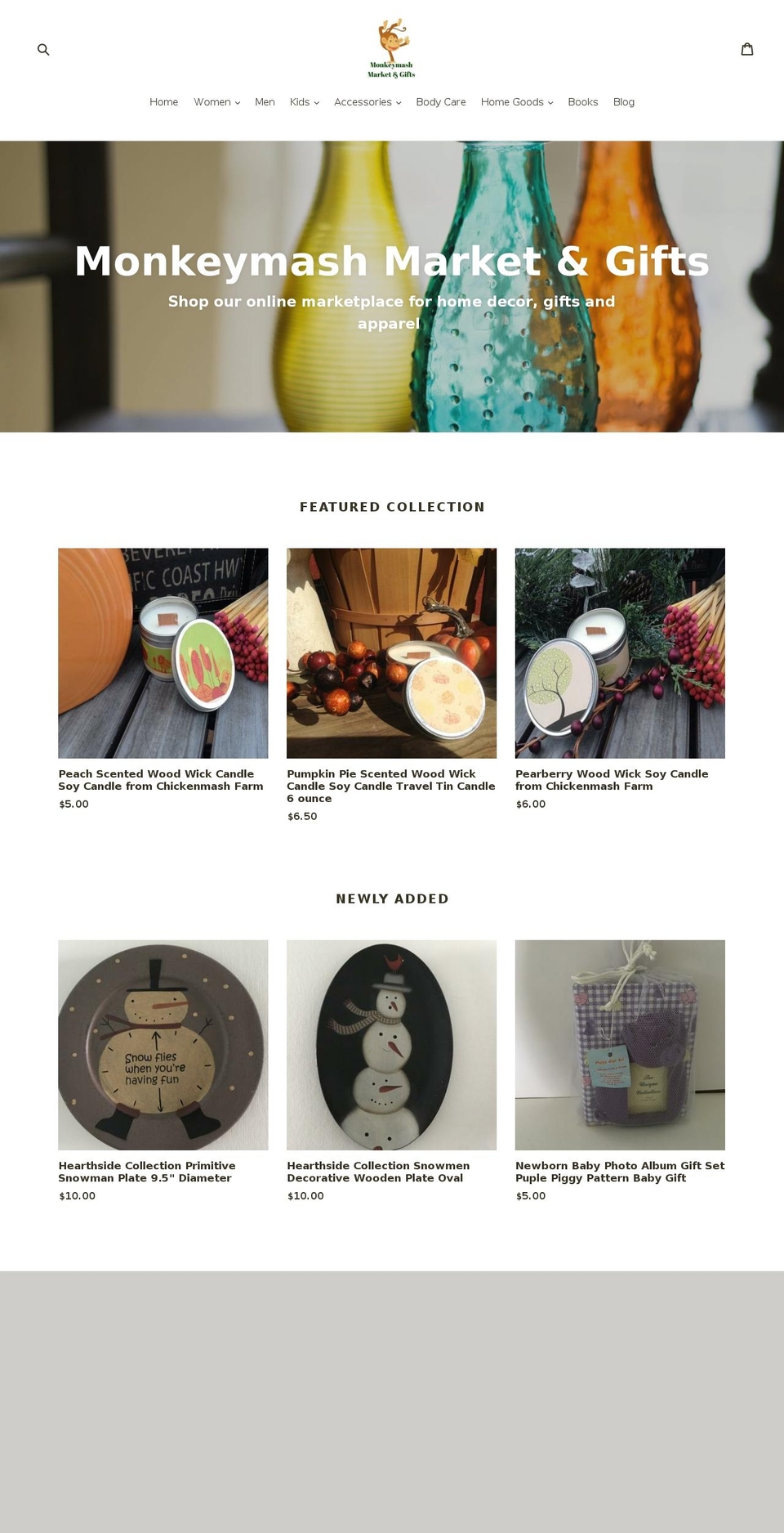 monkeymashgifts.com — Shopify storefront screenshot