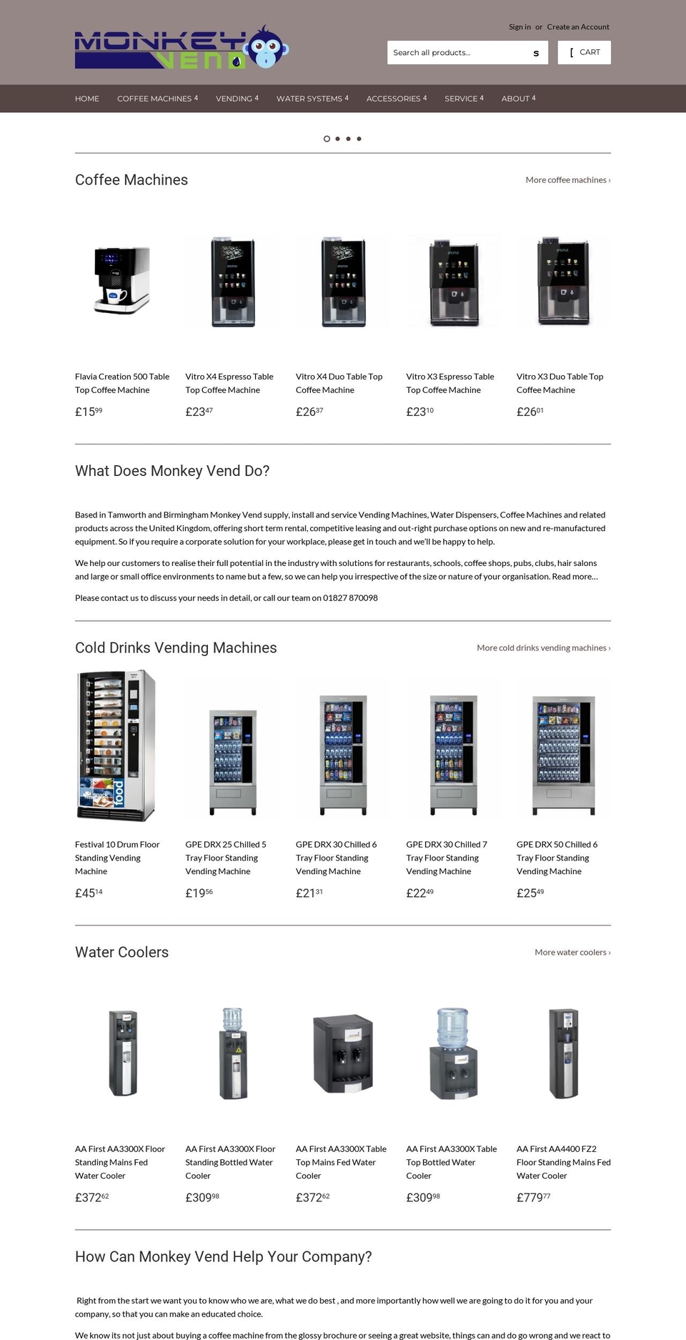 monkeyvend.co.uk shopify website screenshot