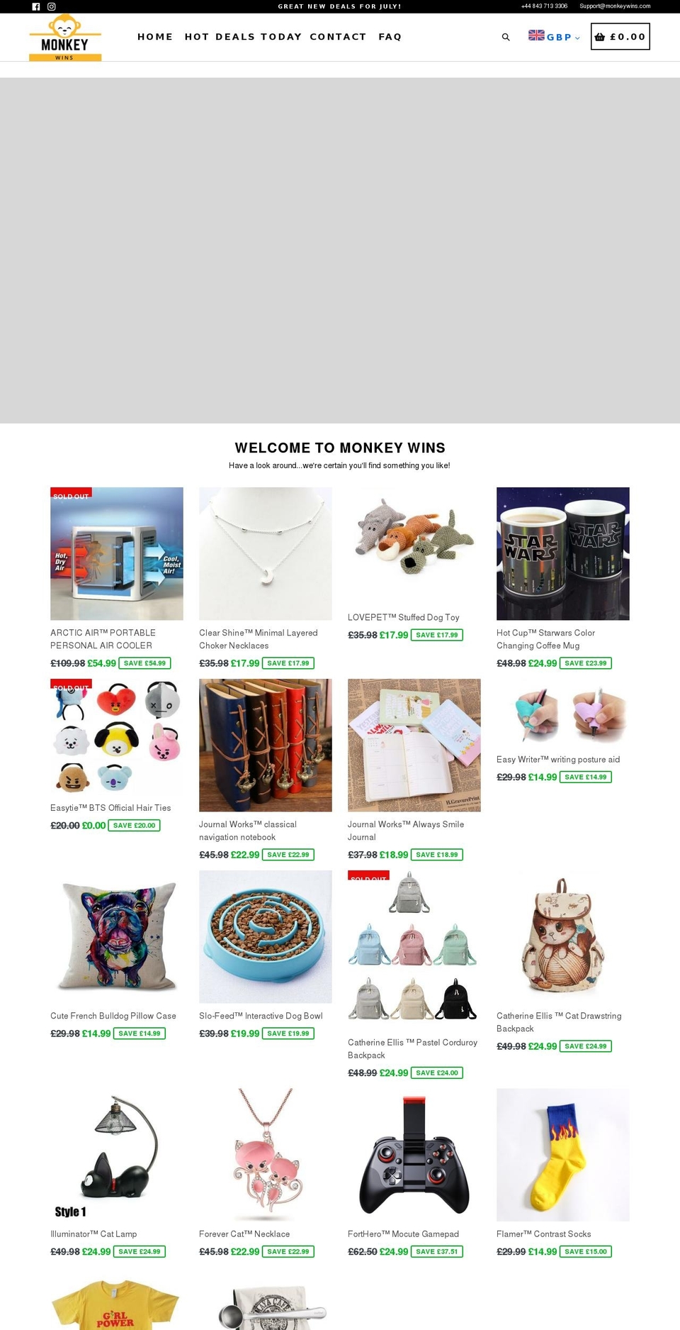 monkeywins.com — Shopify storefront screenshot