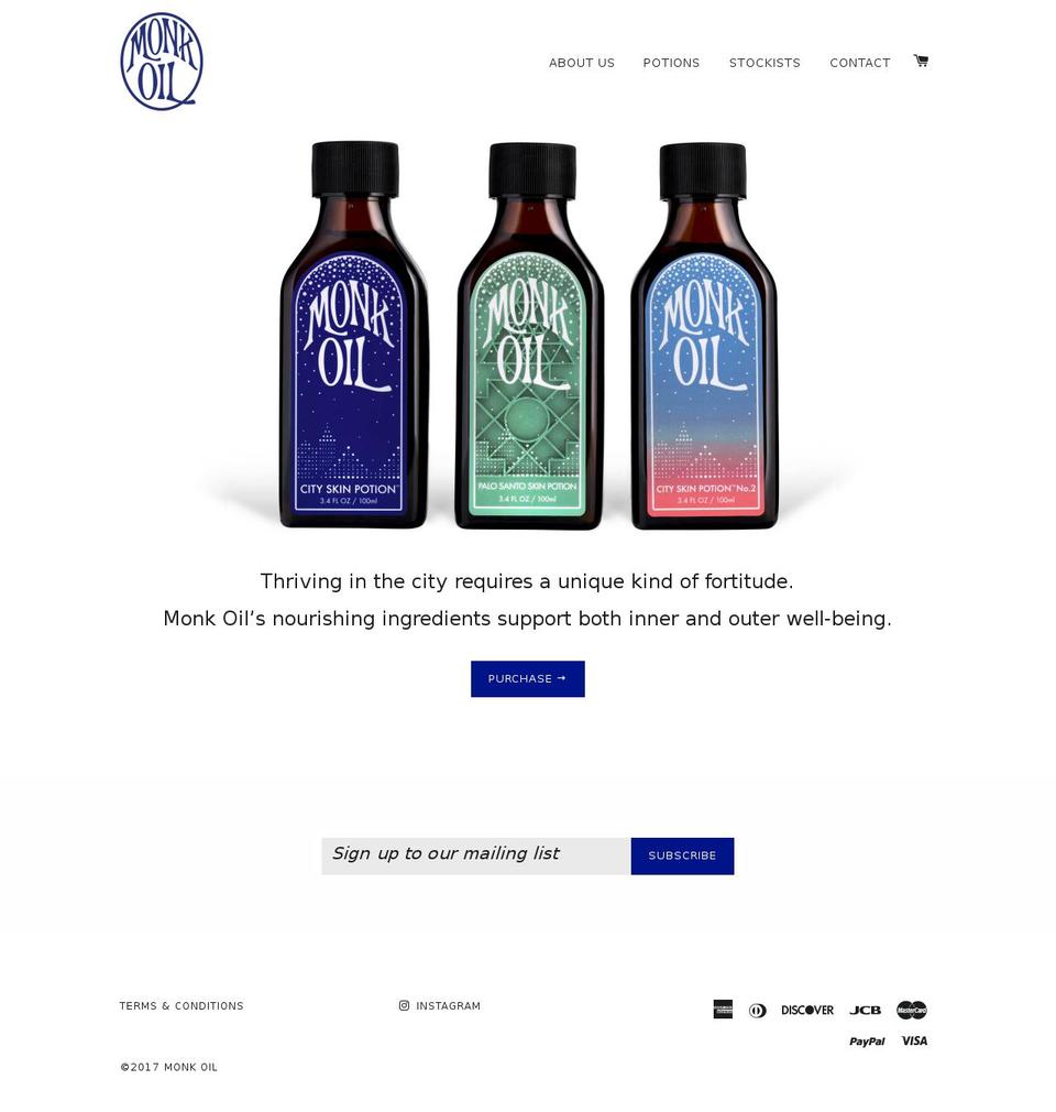 monkoil.com shopify website screenshot
