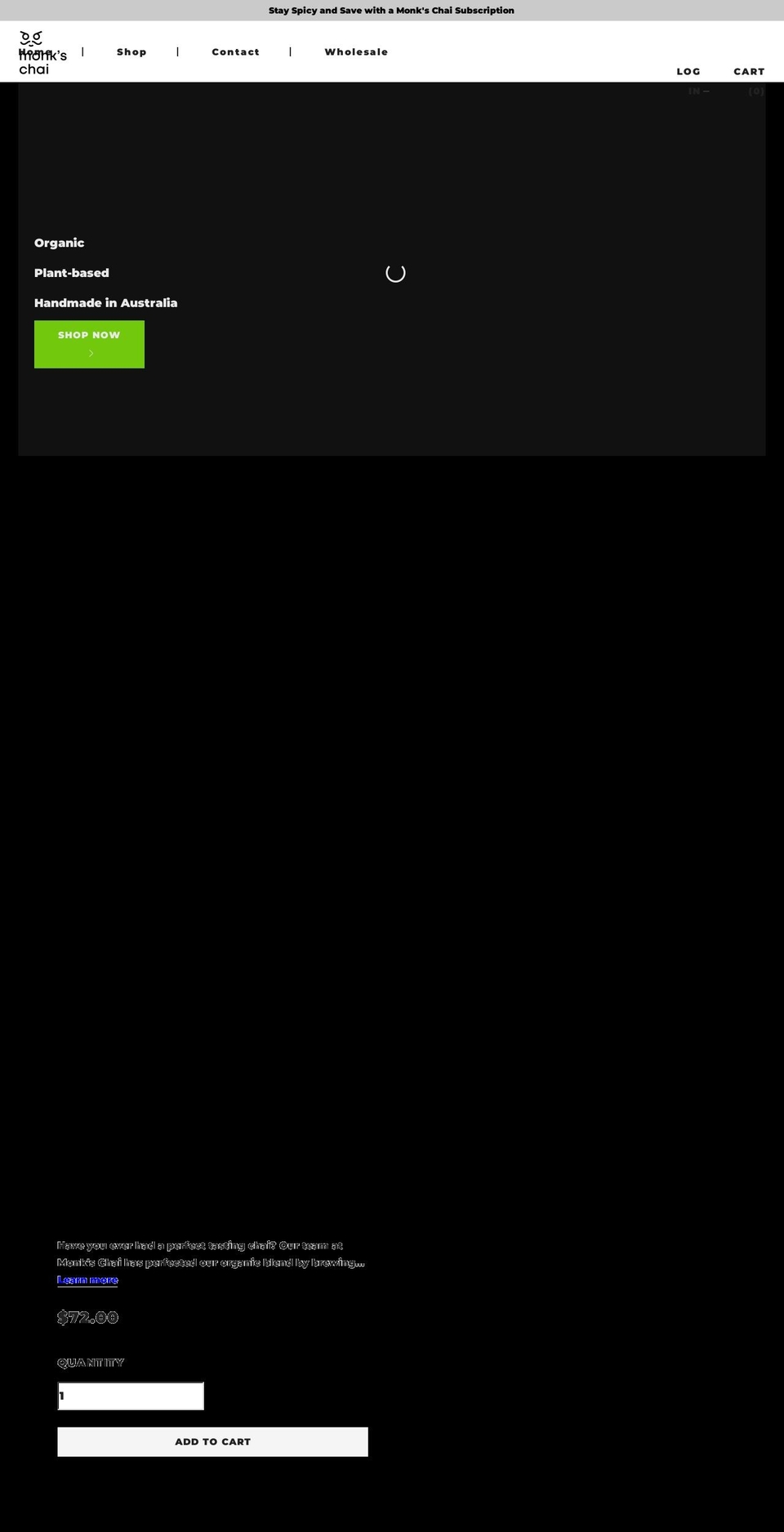 monkschai.com shopify website screenshot