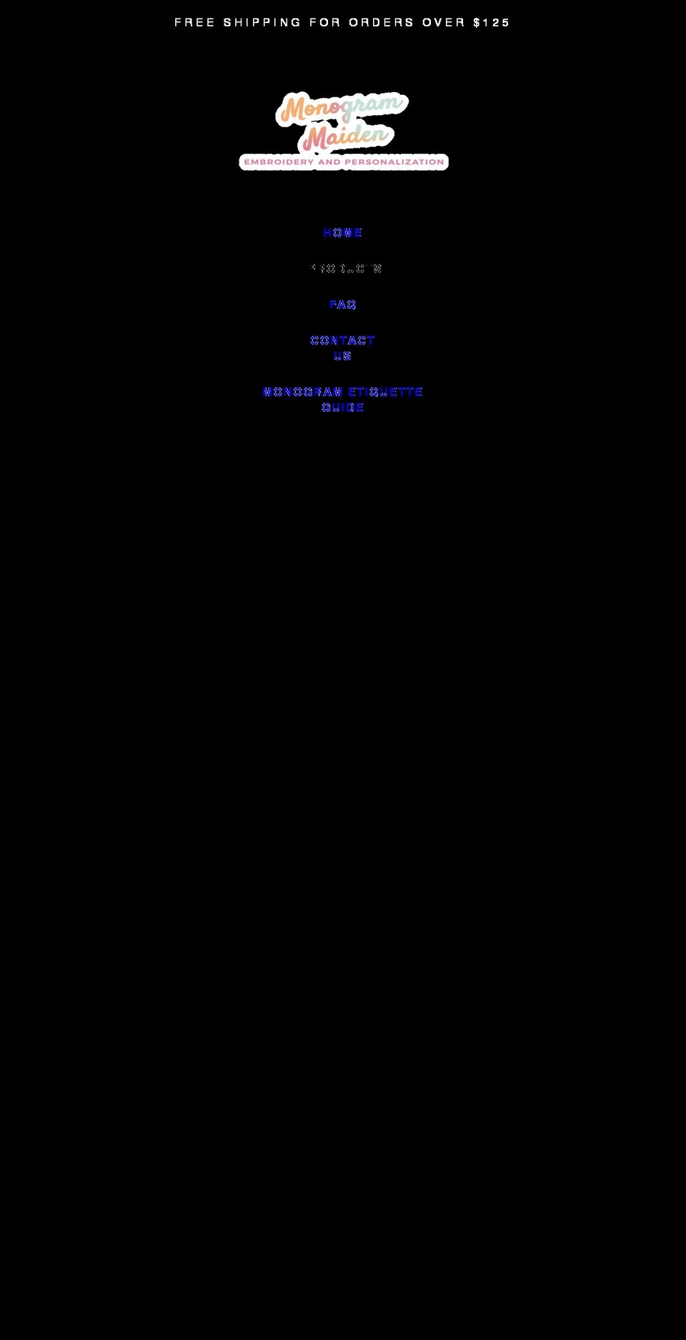monogrammaiden.com shopify website screenshot