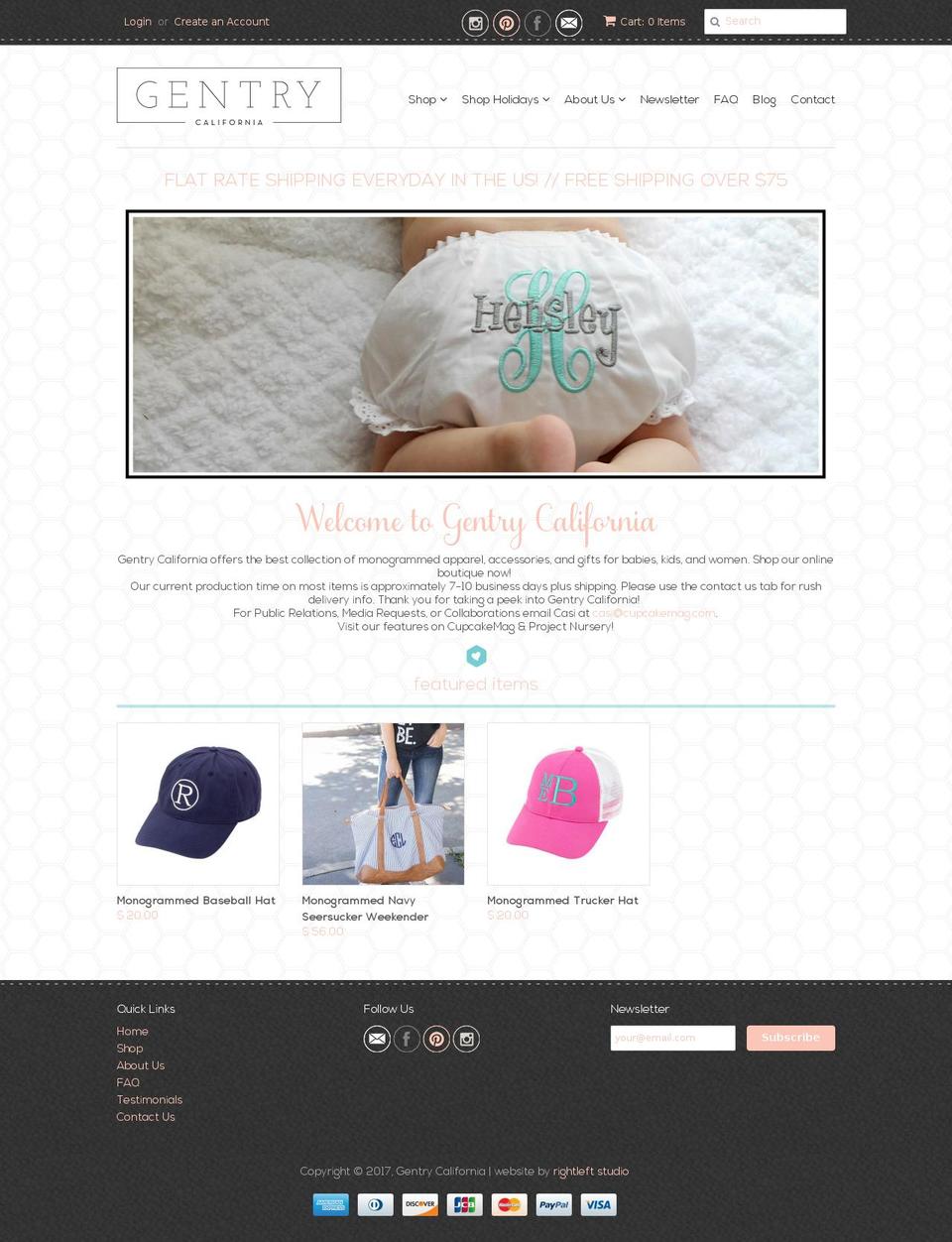 monogrammedclothes.com shopify website screenshot
