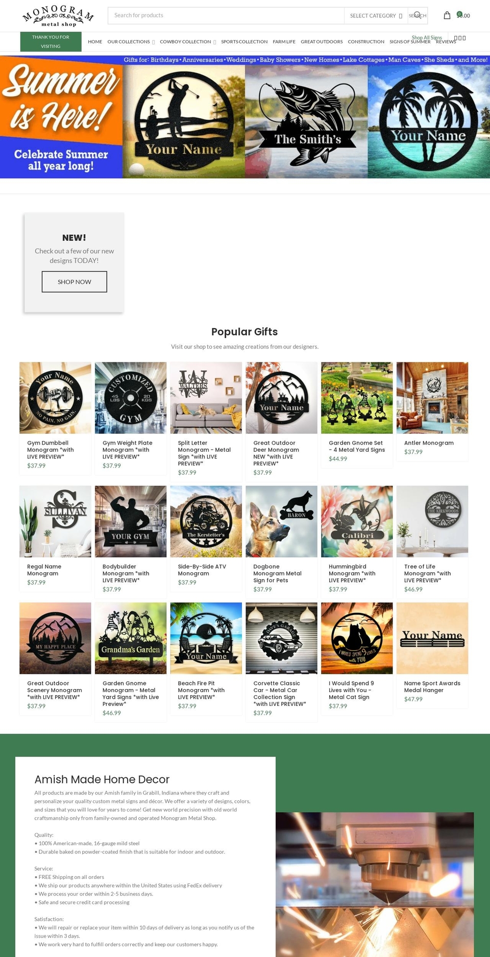 ITGWORK Shopify theme site example monogrammetalshop.com