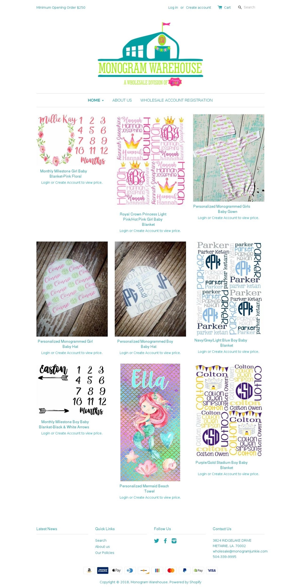 monogramwarehouse.com — Shopify storefront screenshot