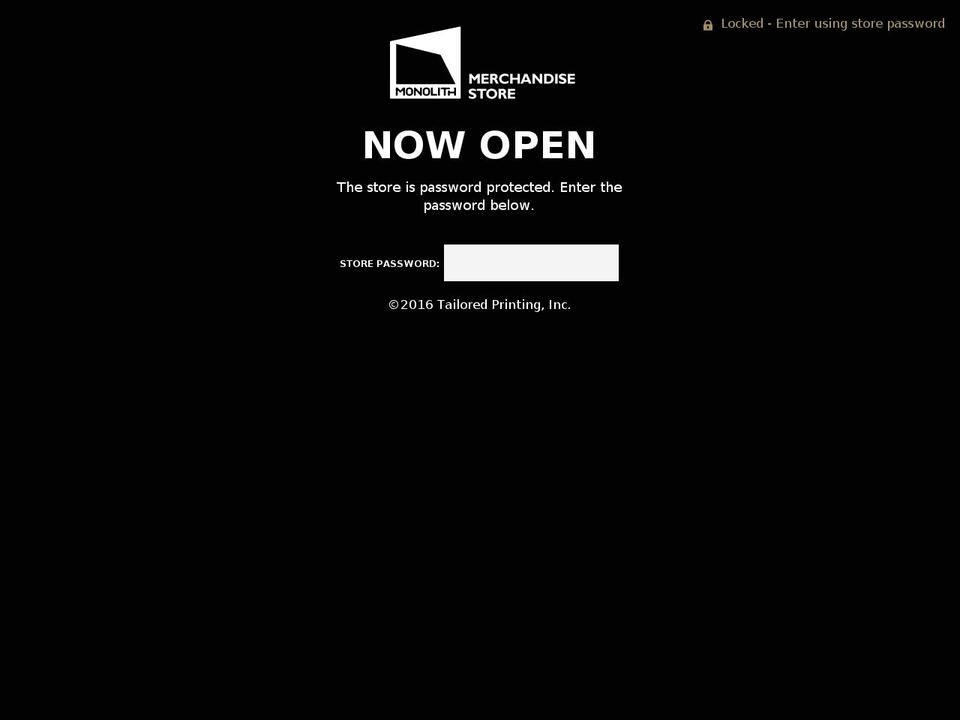 monolith-merchandise.com — Shopify storefront screenshot