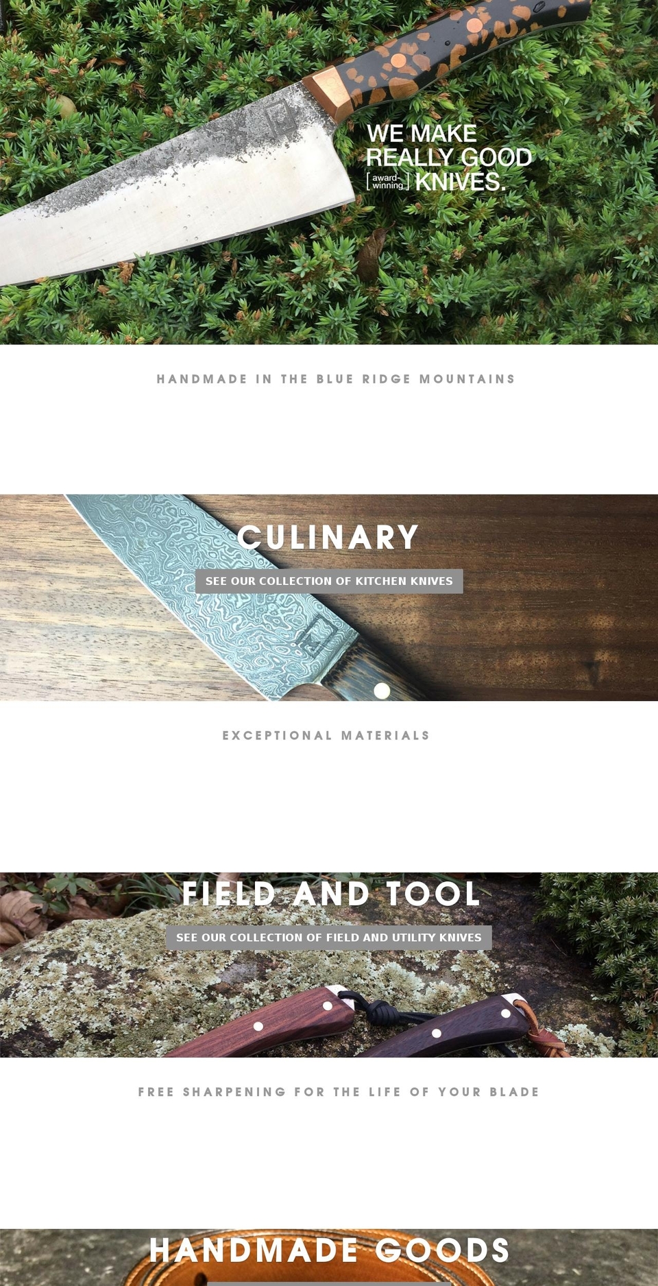 Custom theme v Shopify theme site example monolithknives.com