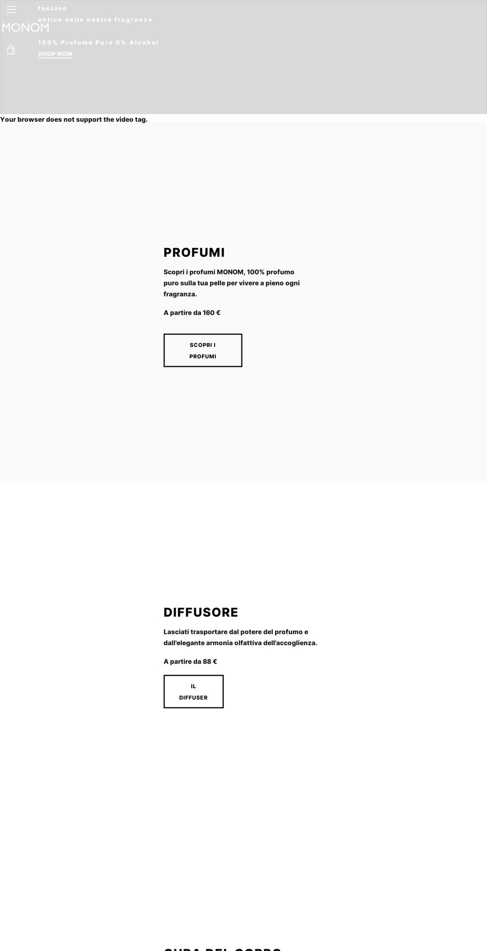 monom-profumi.com shopify website screenshot