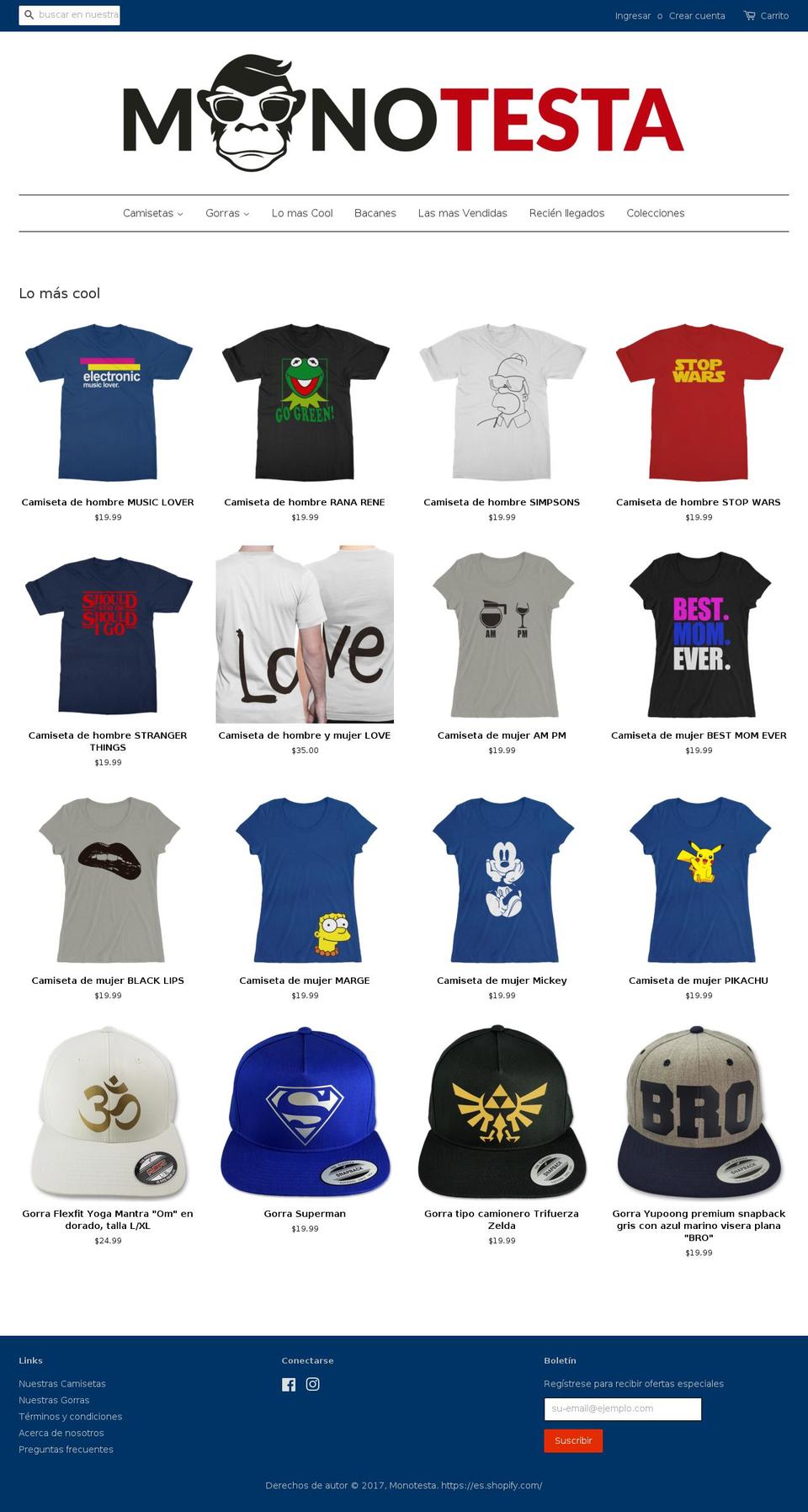 monotesta.com shopify website screenshot