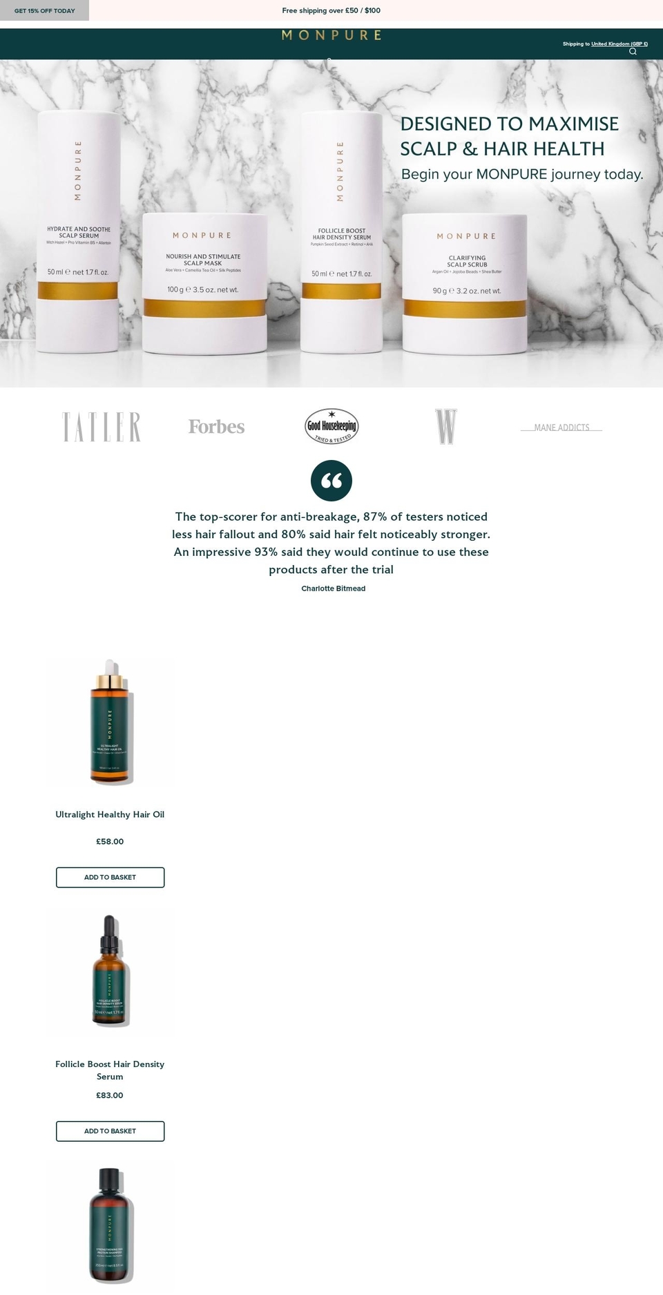 monpure.com shopify website screenshot