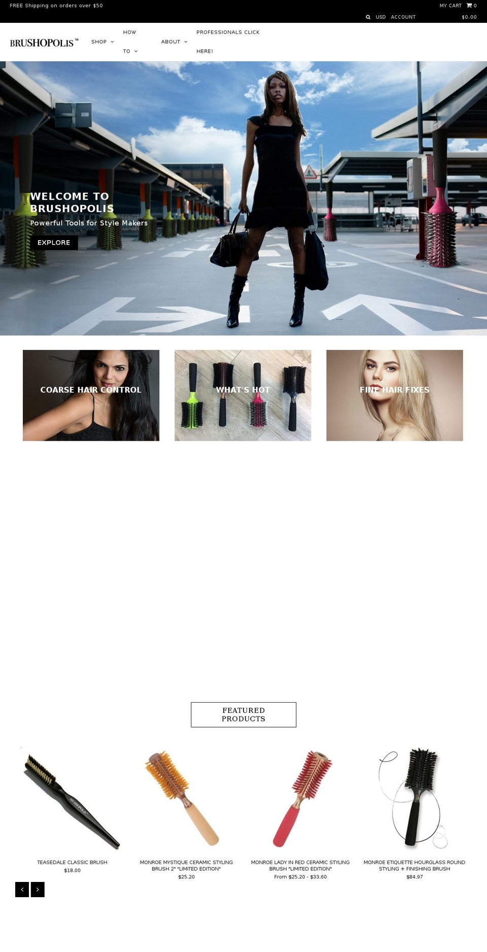 monroebrush.com — Shopify storefront screenshot