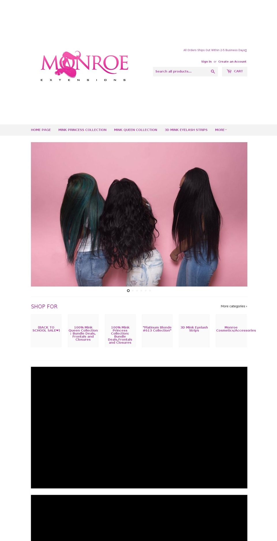 monroeextensions.com shopify website screenshot