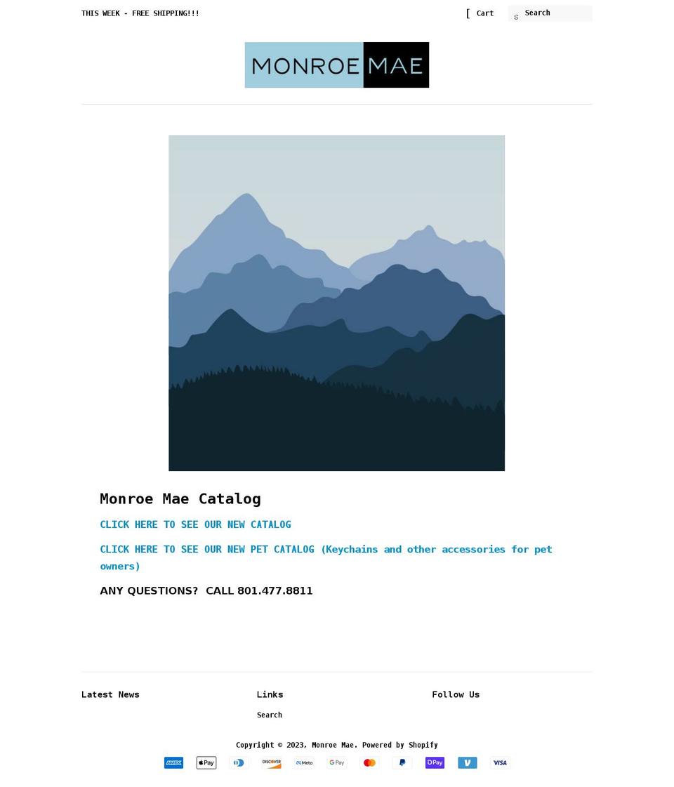monroemae.com shopify website screenshot