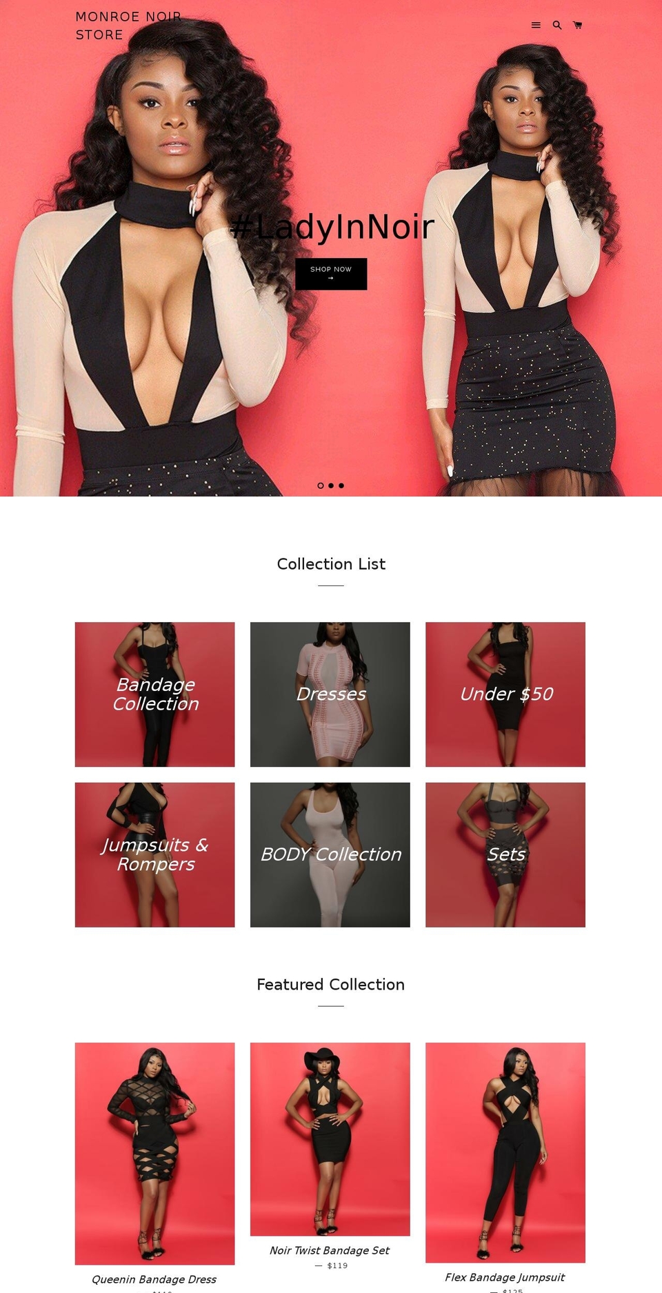 monroenoir.com shopify website screenshot