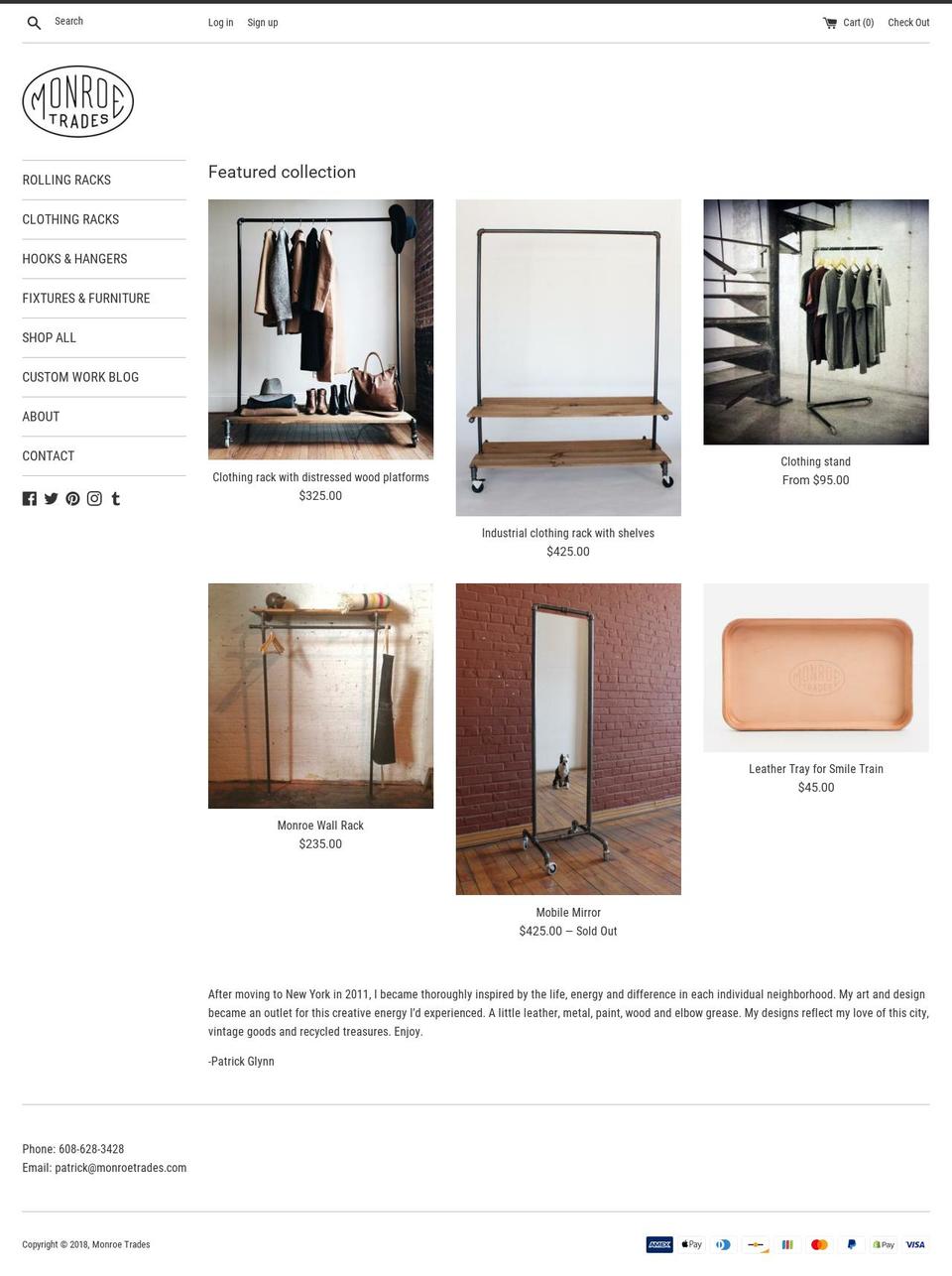 monroetrades.com shopify website screenshot