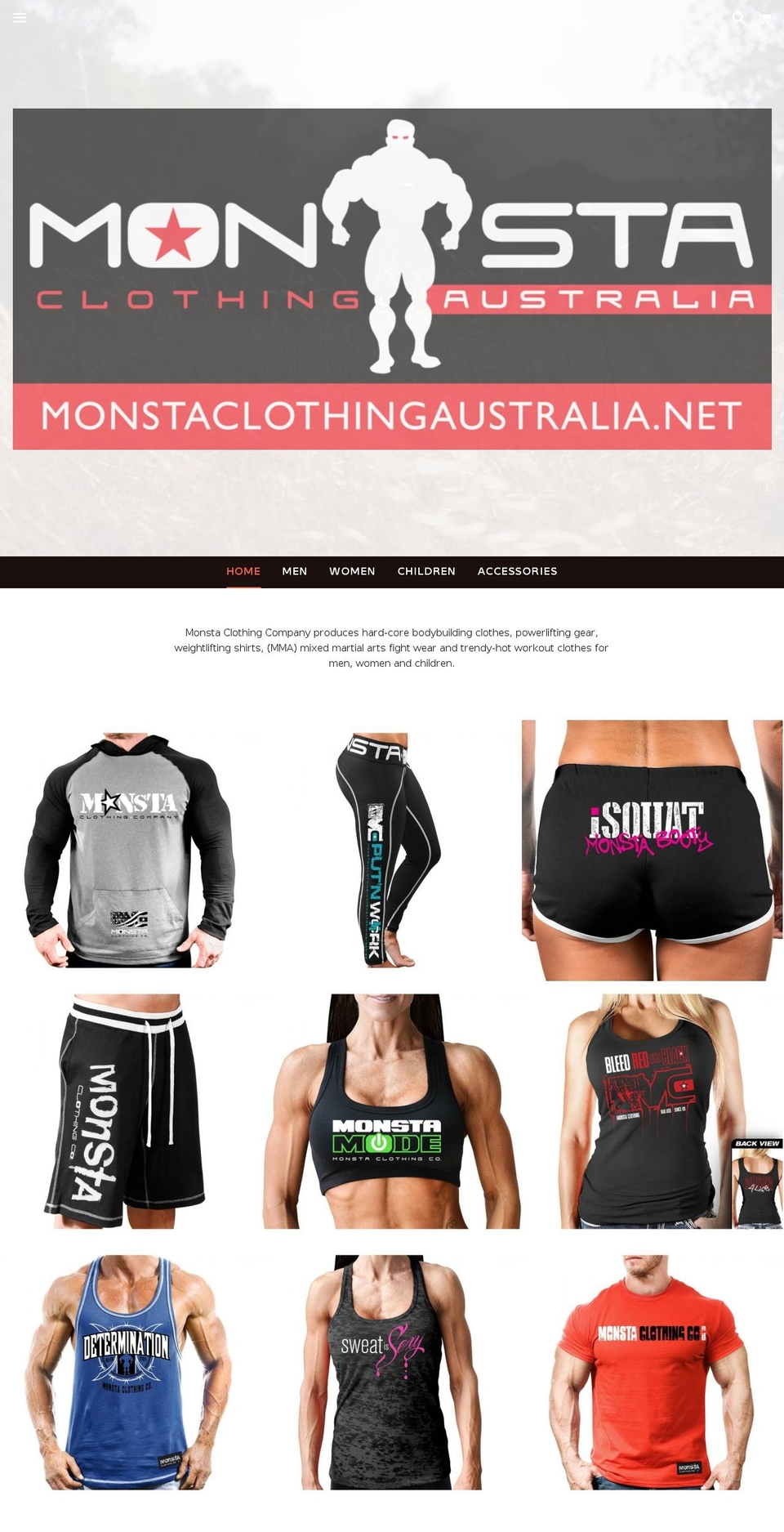 monstaclothingaustralia.net shopify website screenshot