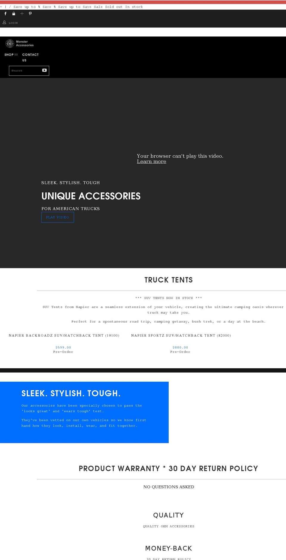 monster-accessories.com.au shopify website screenshot
