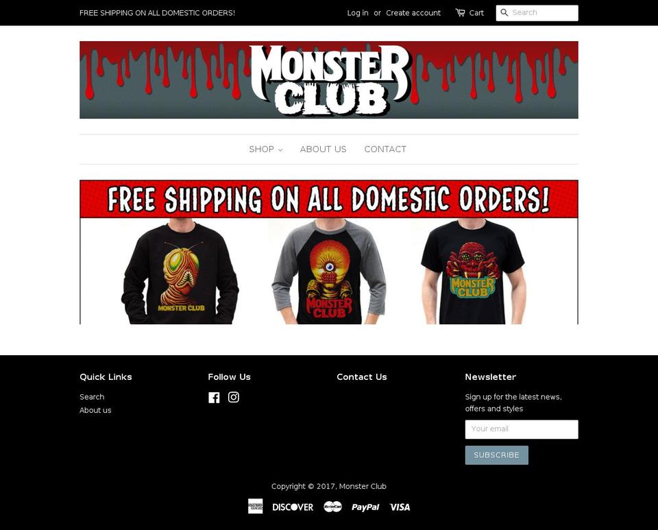 monster-club.com shopify website screenshot