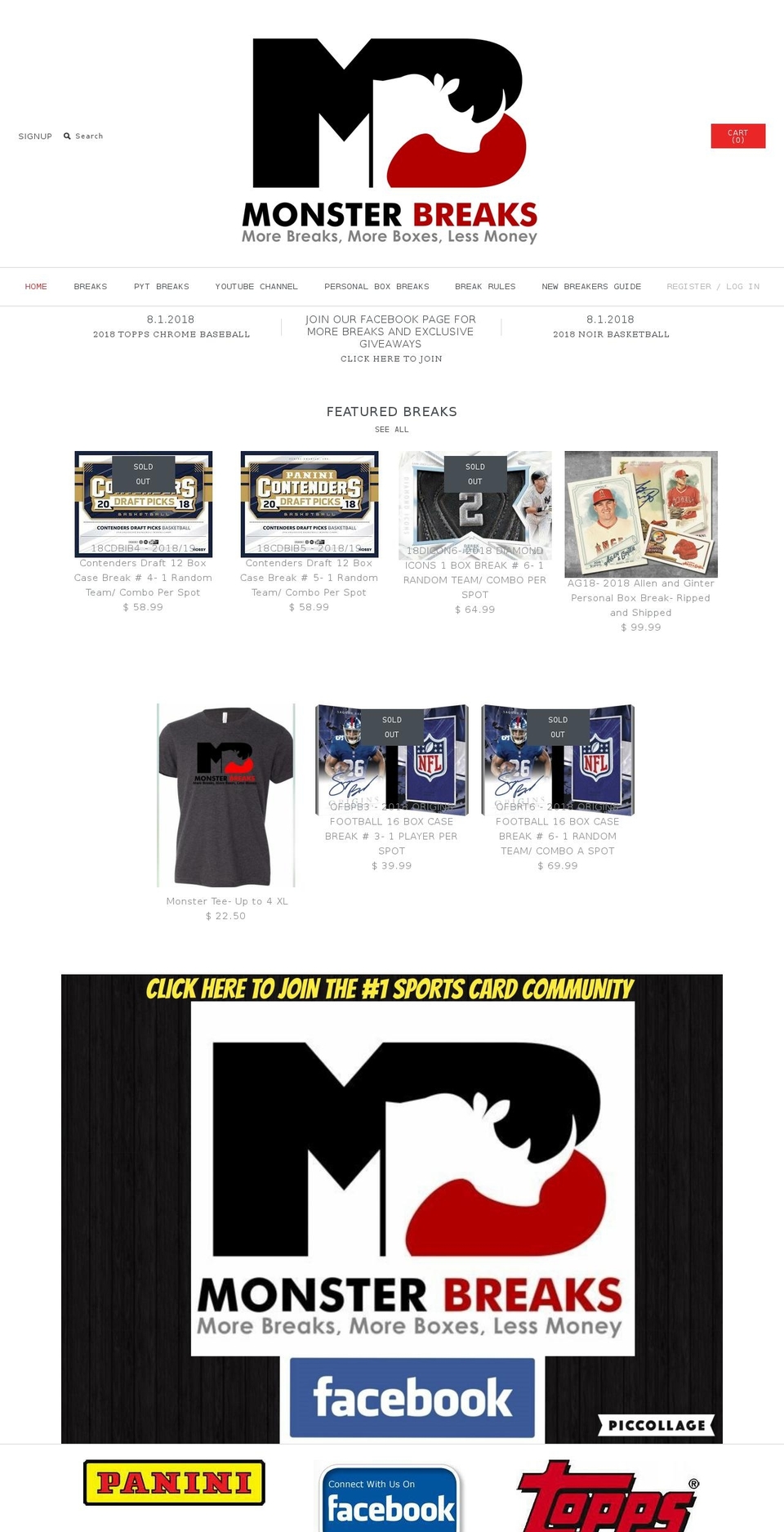 monsterbreaks.org shopify website screenshot