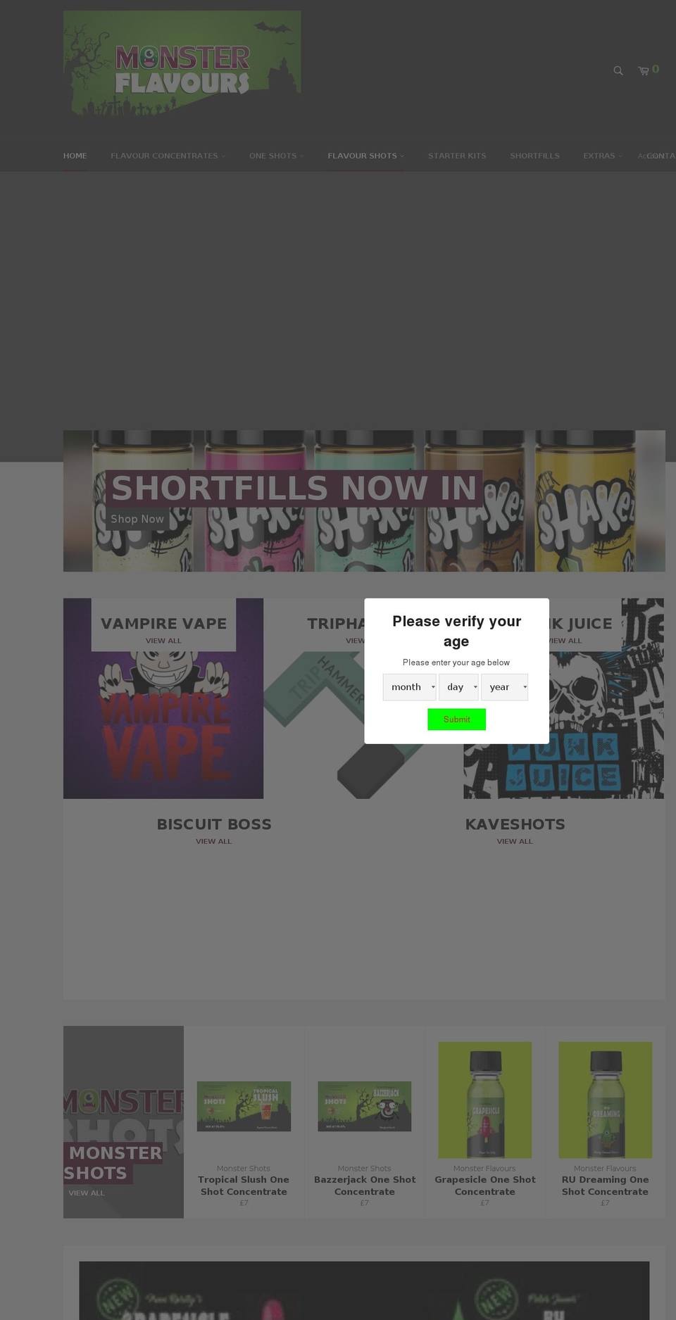 monsterflavours.com — Shopify storefront screenshot