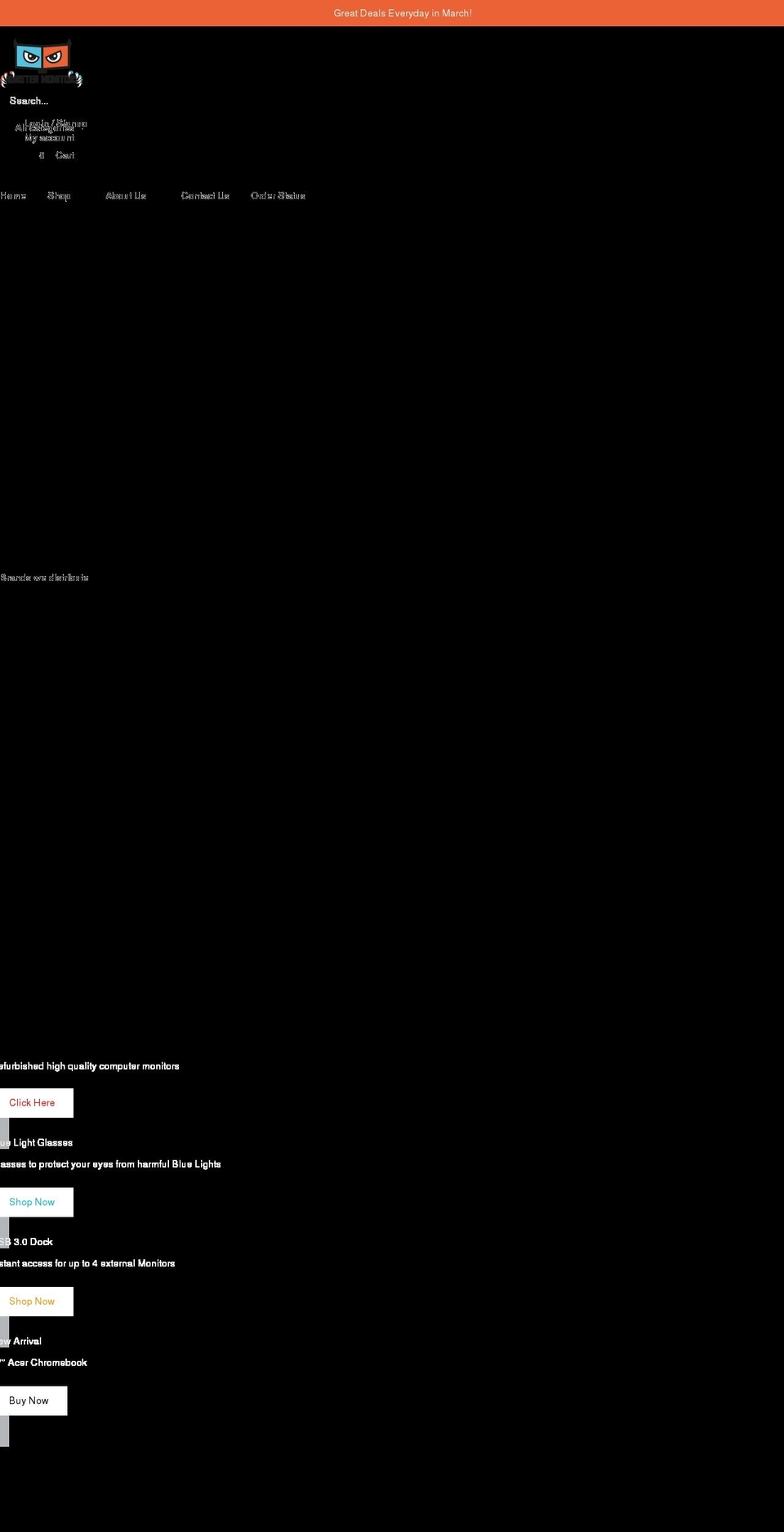 monstermonitors.com shopify website screenshot