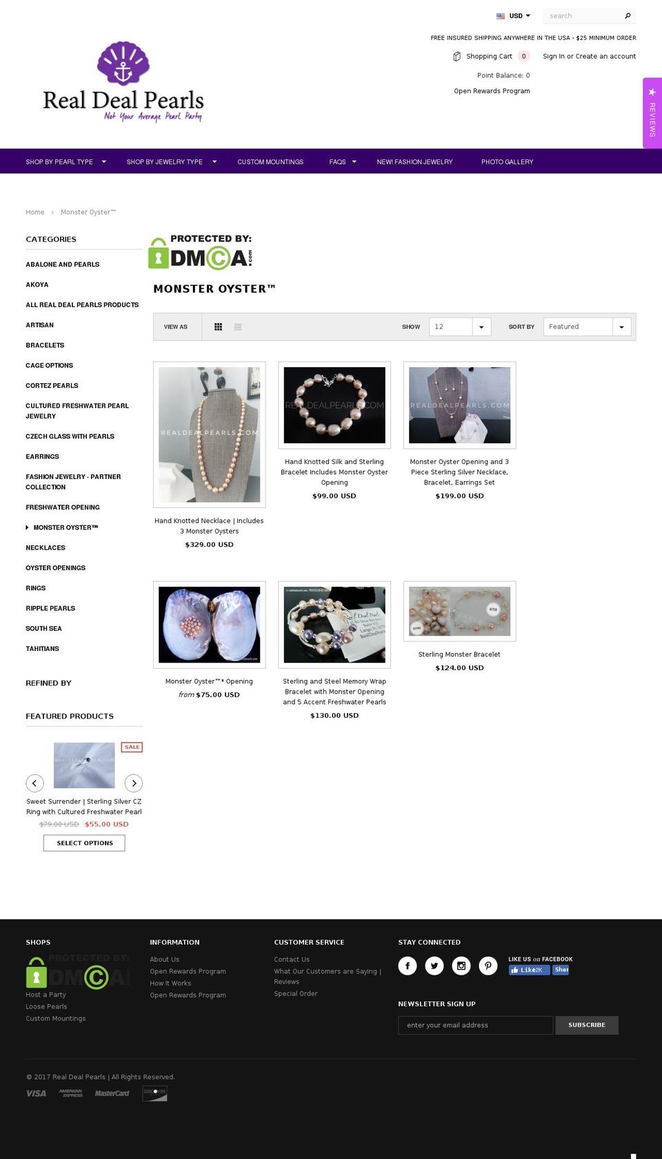 monsteroysters.com — Shopify storefront screenshot