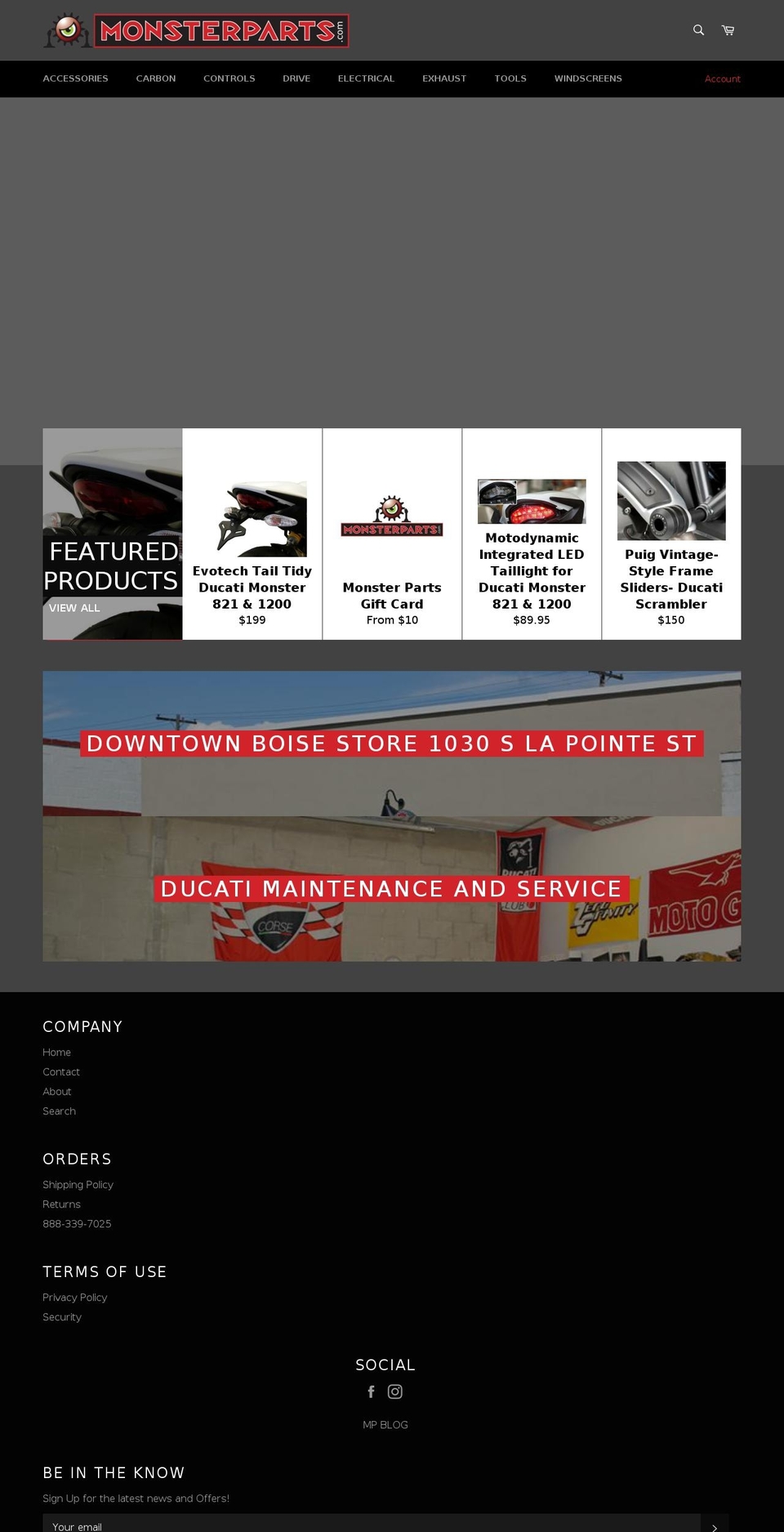 monsterparts.com shopify website screenshot