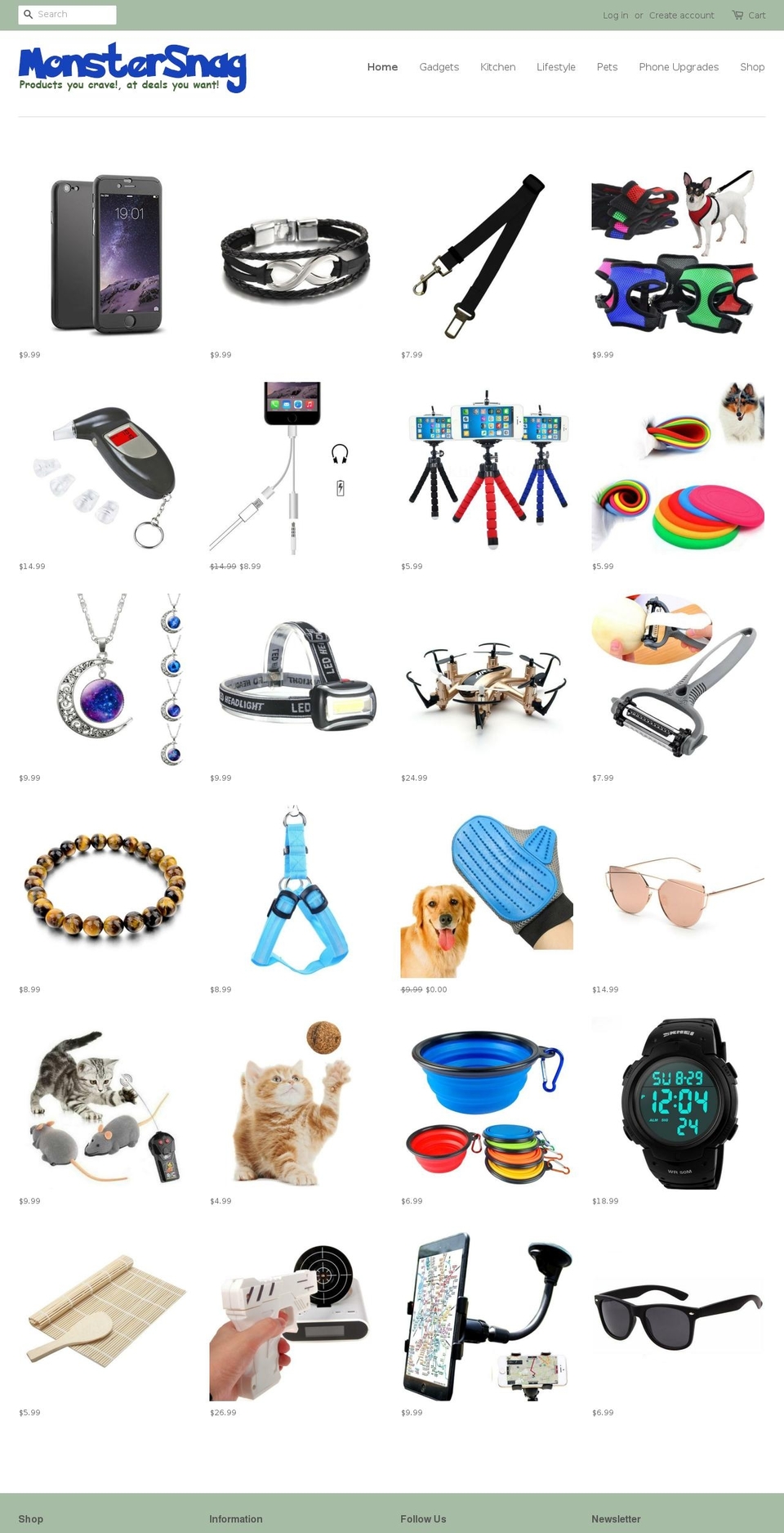 monstersnag.com shopify website screenshot
