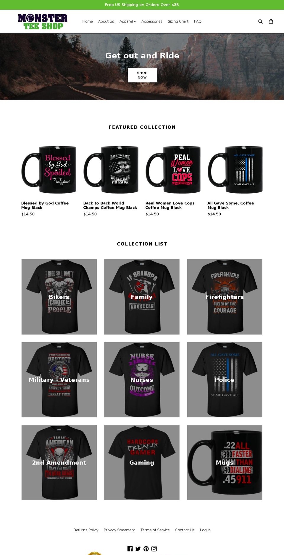 monsterteeshop.com — Shopify storefront screenshot