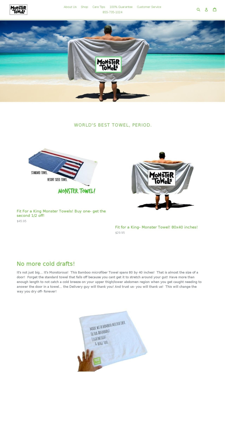 monstertowels.com — Shopify storefront screenshot