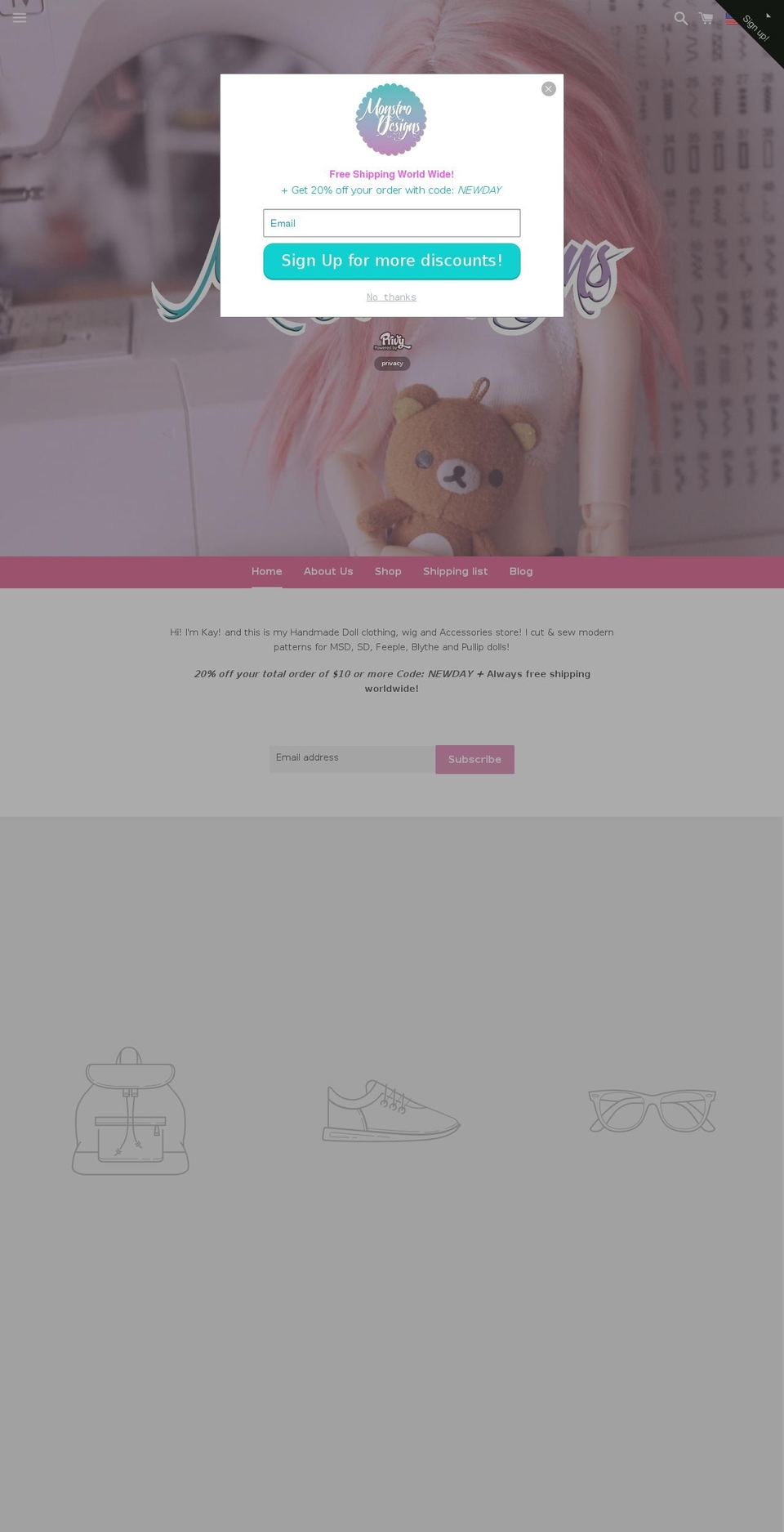 monstrodesigns.com shopify website screenshot