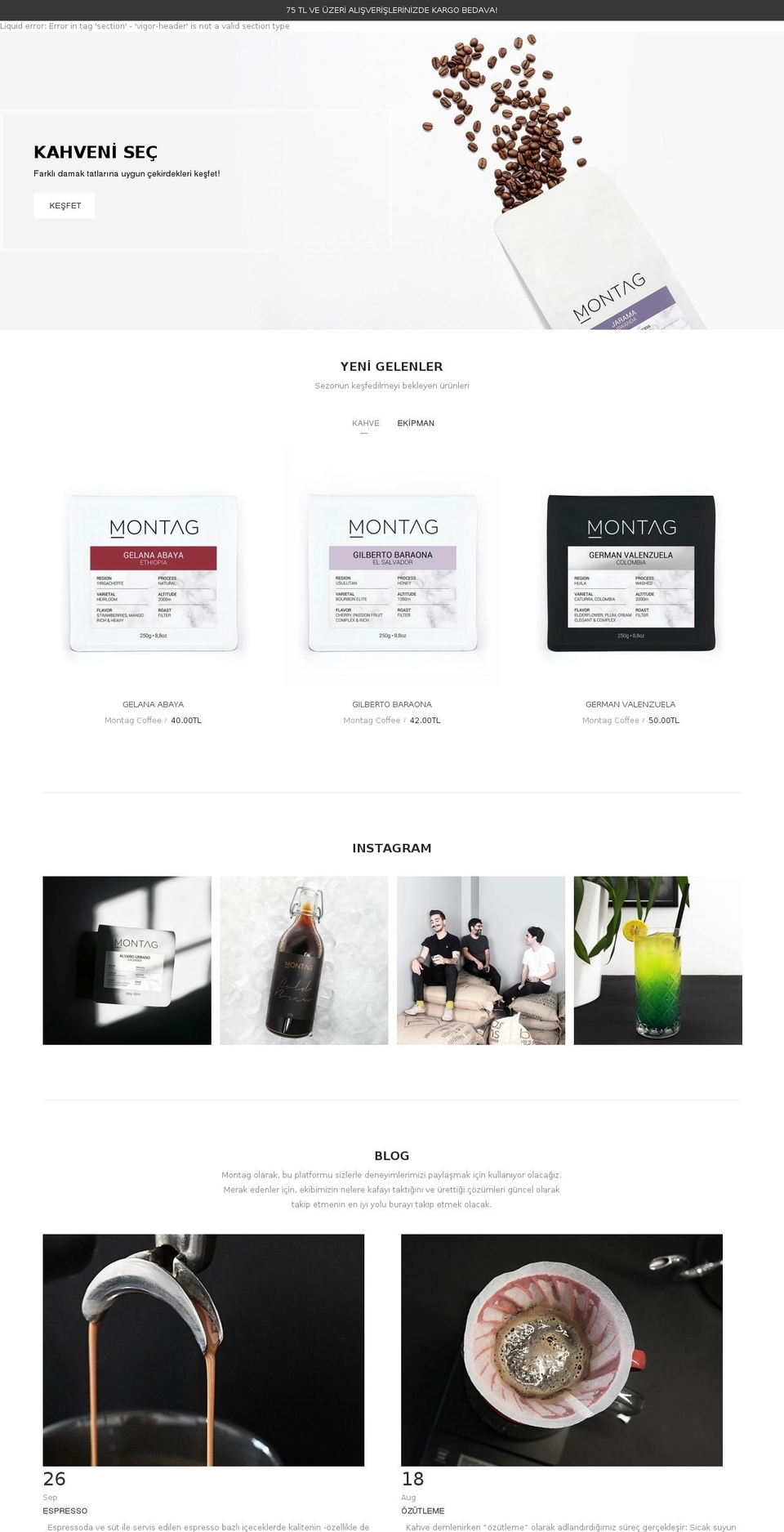 montagcoffee.com shopify website screenshot