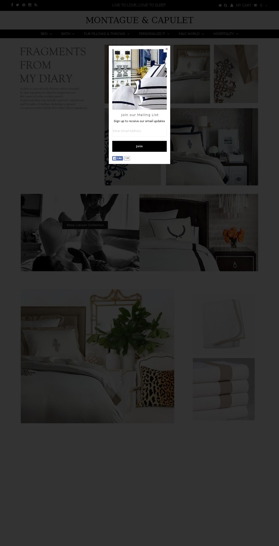montagueandcapulet.com shopify website screenshot