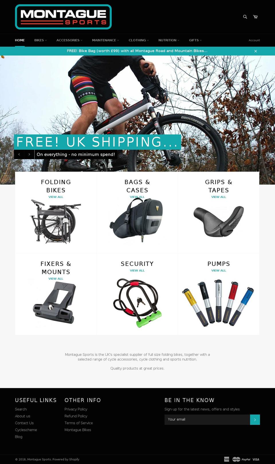 montaguebicycles.info shopify website screenshot