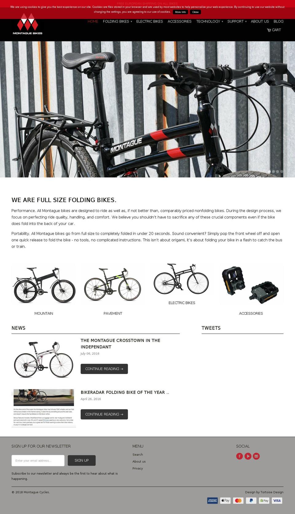 montaguefoldingbike.co.uk shopify website screenshot