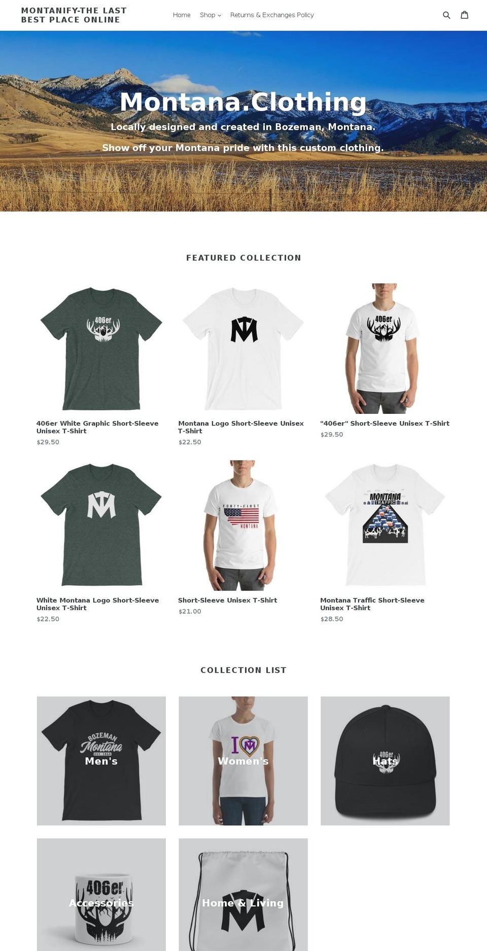 montana.clothing shopify website screenshot