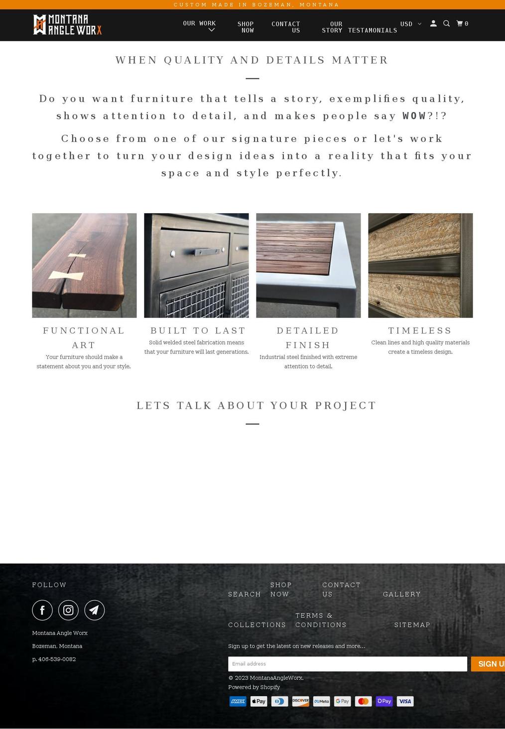 montanaangleworx.com shopify website screenshot