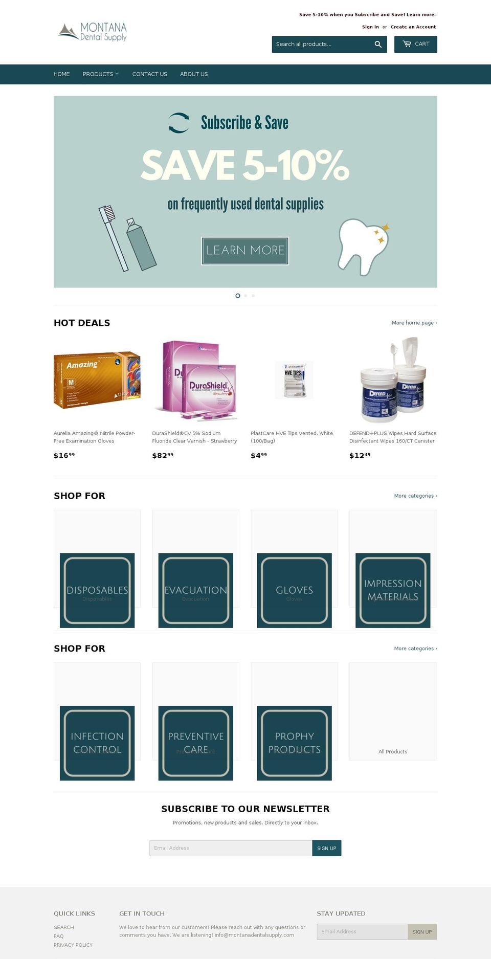 montanadentalsupply.com — Shopify storefront screenshot