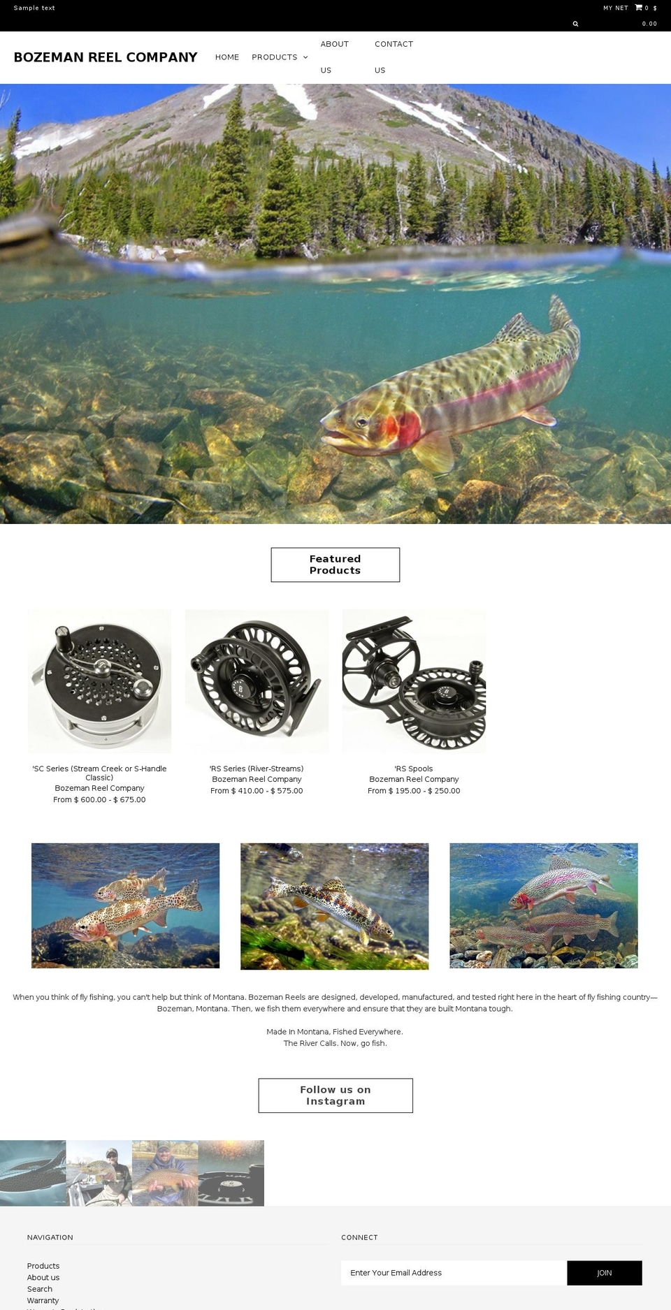 montanareel.com shopify website screenshot