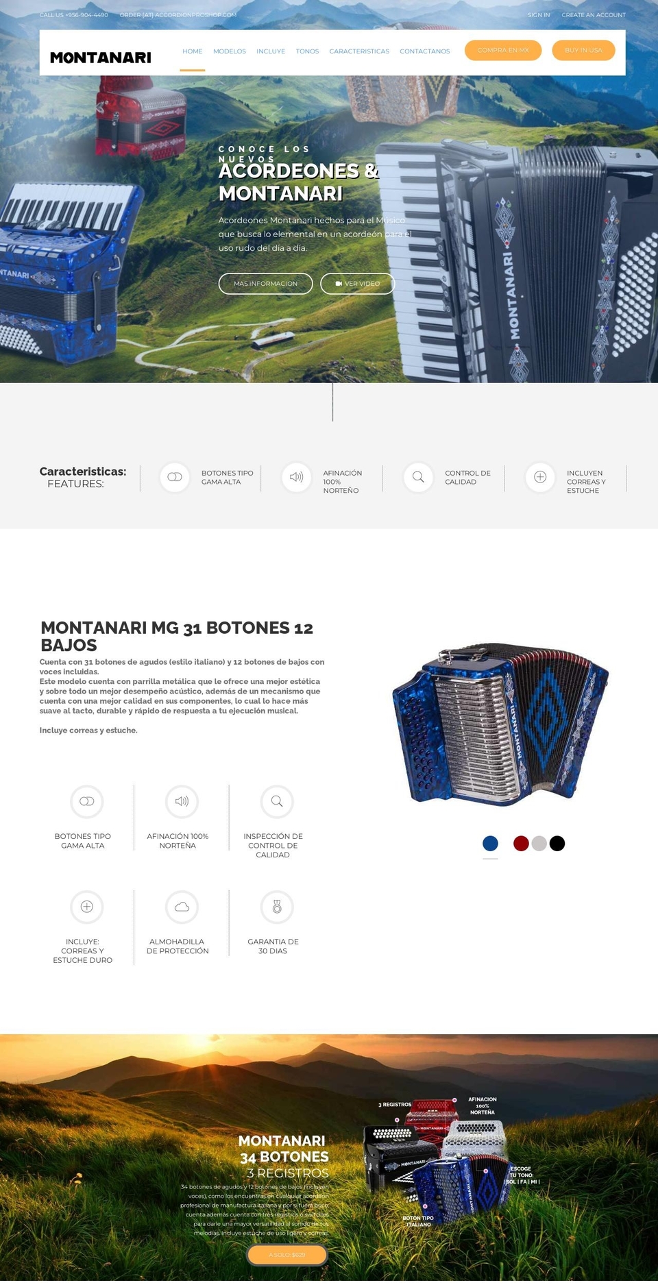 montanariaccordions.com shopify website screenshot