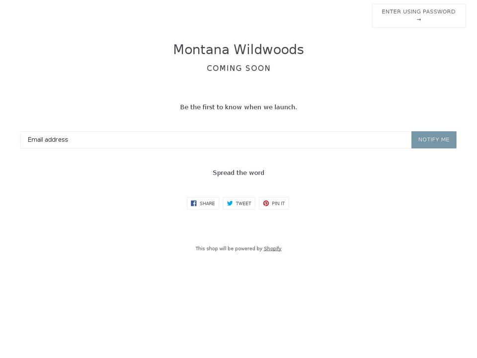 montanawildwoods.com — Shopify storefront screenshot