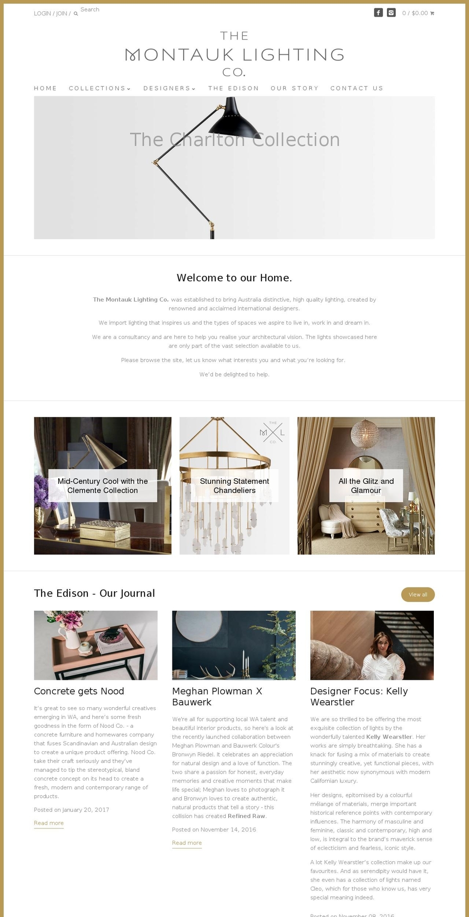 montauklightingco.com shopify website screenshot